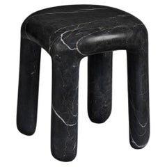 Side Table in Nero Marquina marble, Bold low side table by Ming Design Studio