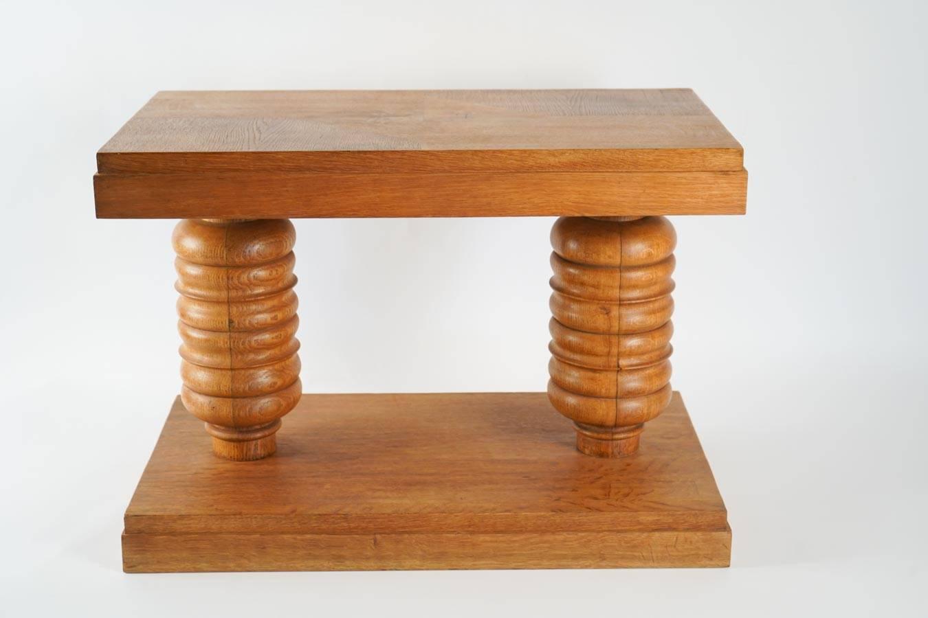Mid-Century Modern Side Table in Oak by Charles Dudouyt