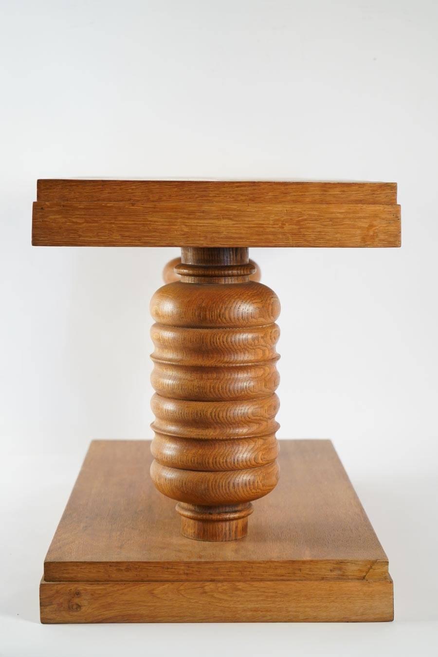 Side Table in Oak by Charles Dudouyt In Good Condition In Saint-Ouen, FR