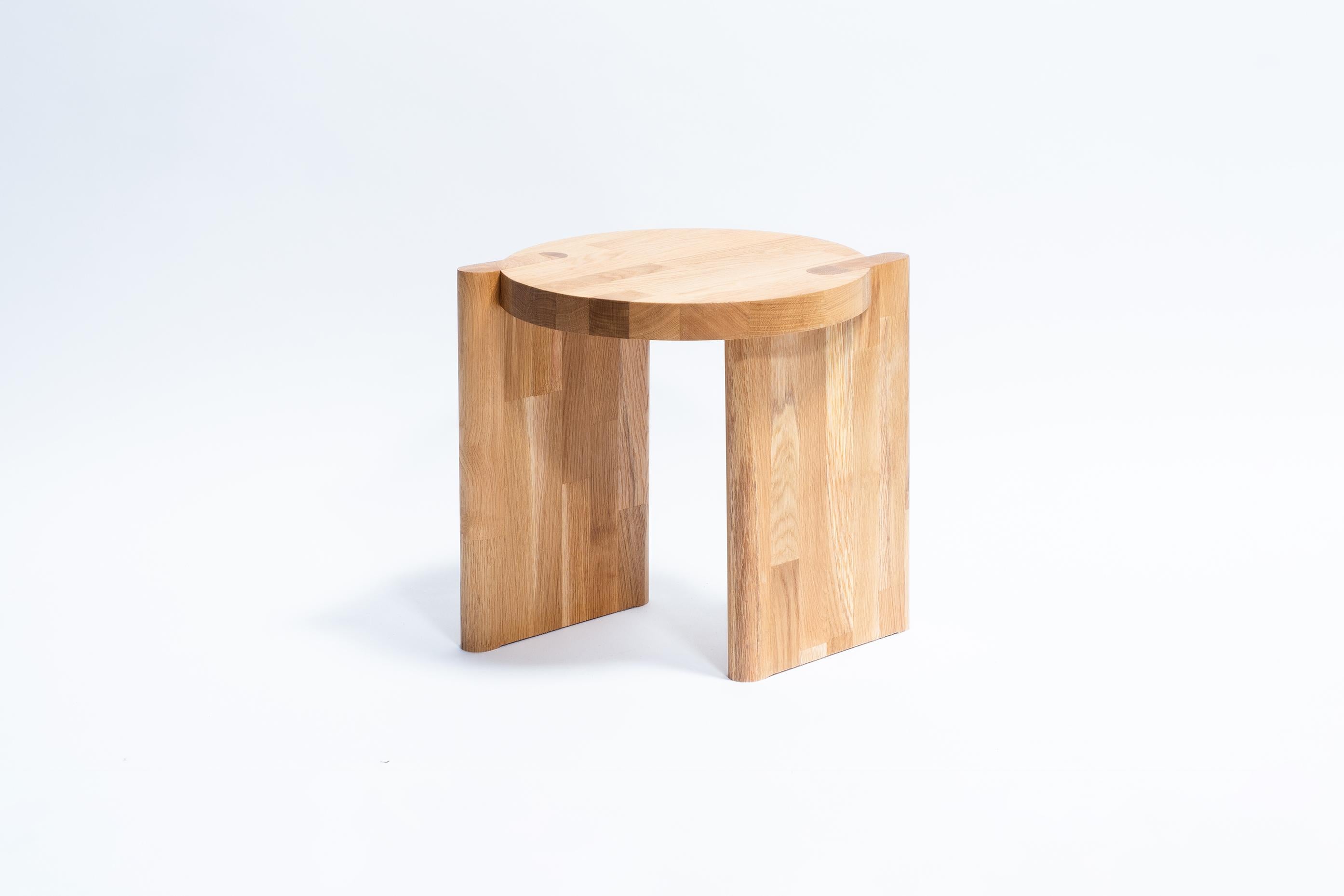Contemporary Shift Stool, solid oak minimalist and modern design stool by Studio Yann Gandon For Sale