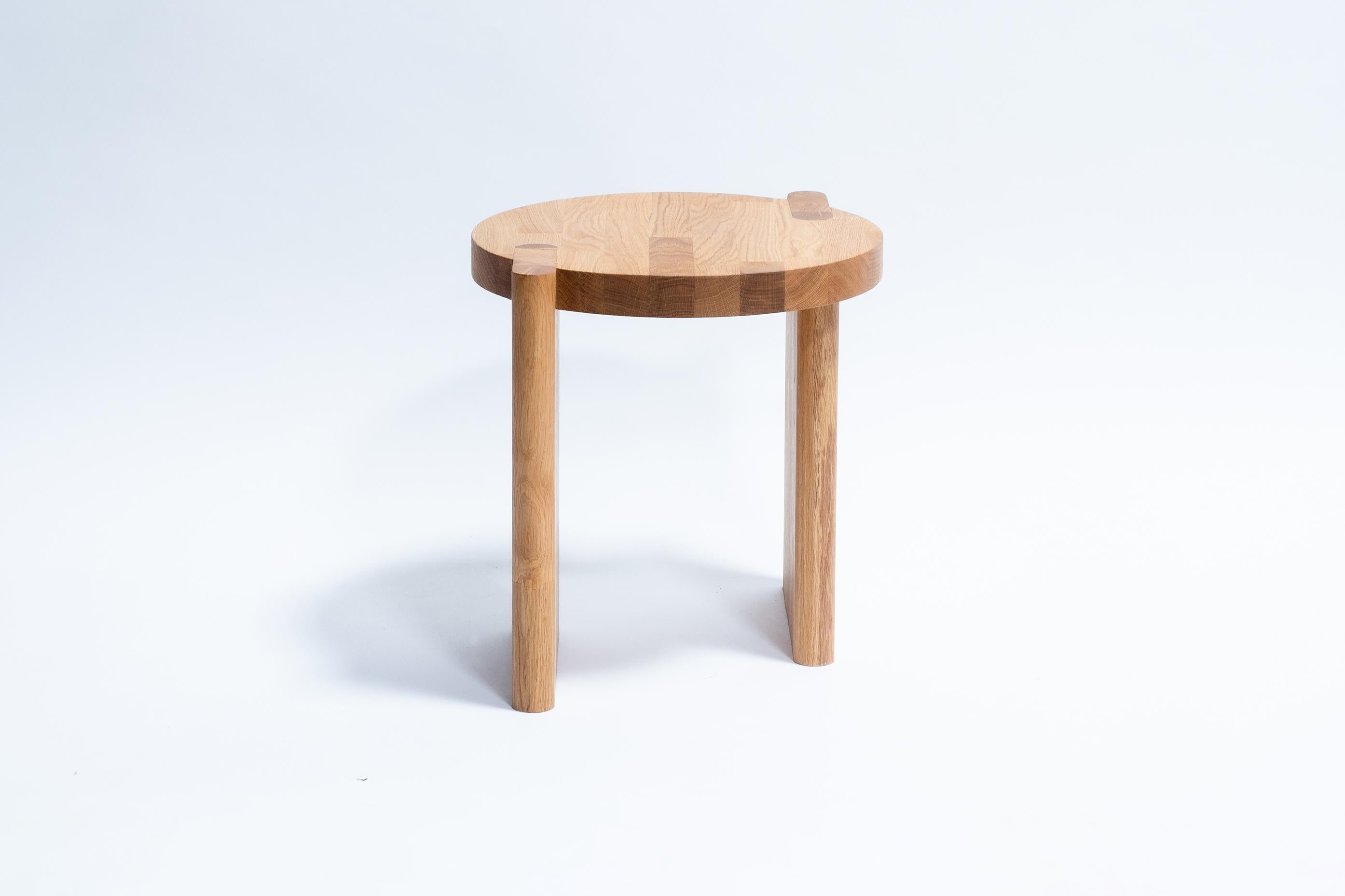 Oak Shift Stool, solid oak minimalist and modern design stool by Studio Yann Gandon For Sale