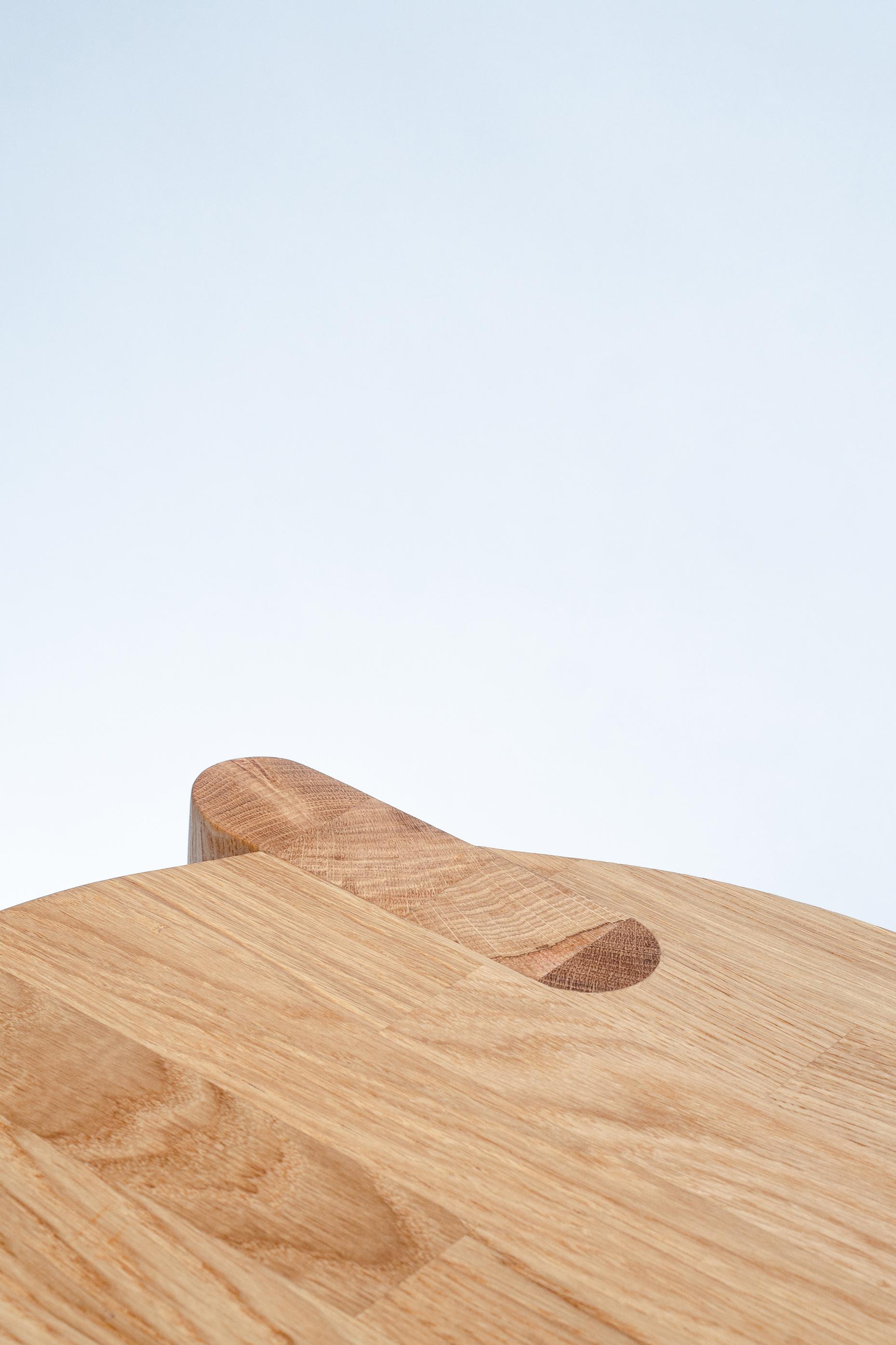 Danish Shift Stool, solid oak minimalist and modern design stool by Studio Yann Gandon For Sale