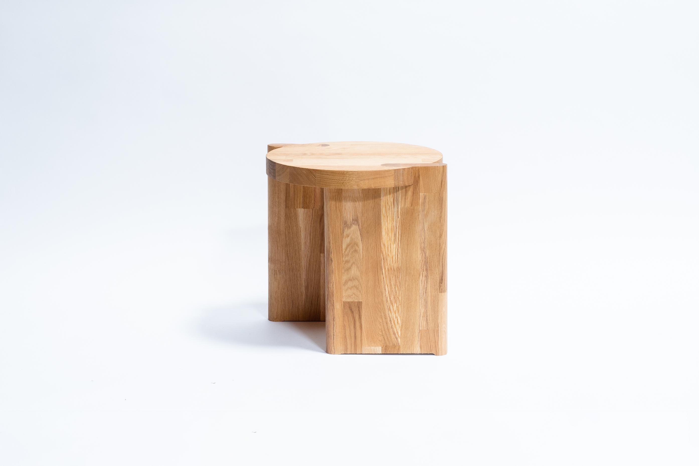 Hand-Crafted Shift Stool, solid oak minimalist and modern design stool by Studio Yann Gandon For Sale