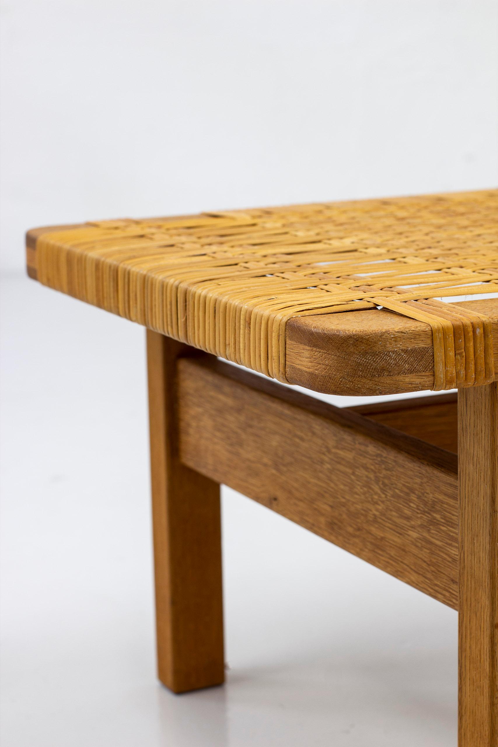 Mid-20th Century Side Table in Oka and Cane by Børge Mogensen for Fredericia, Denmark, 1950s For Sale