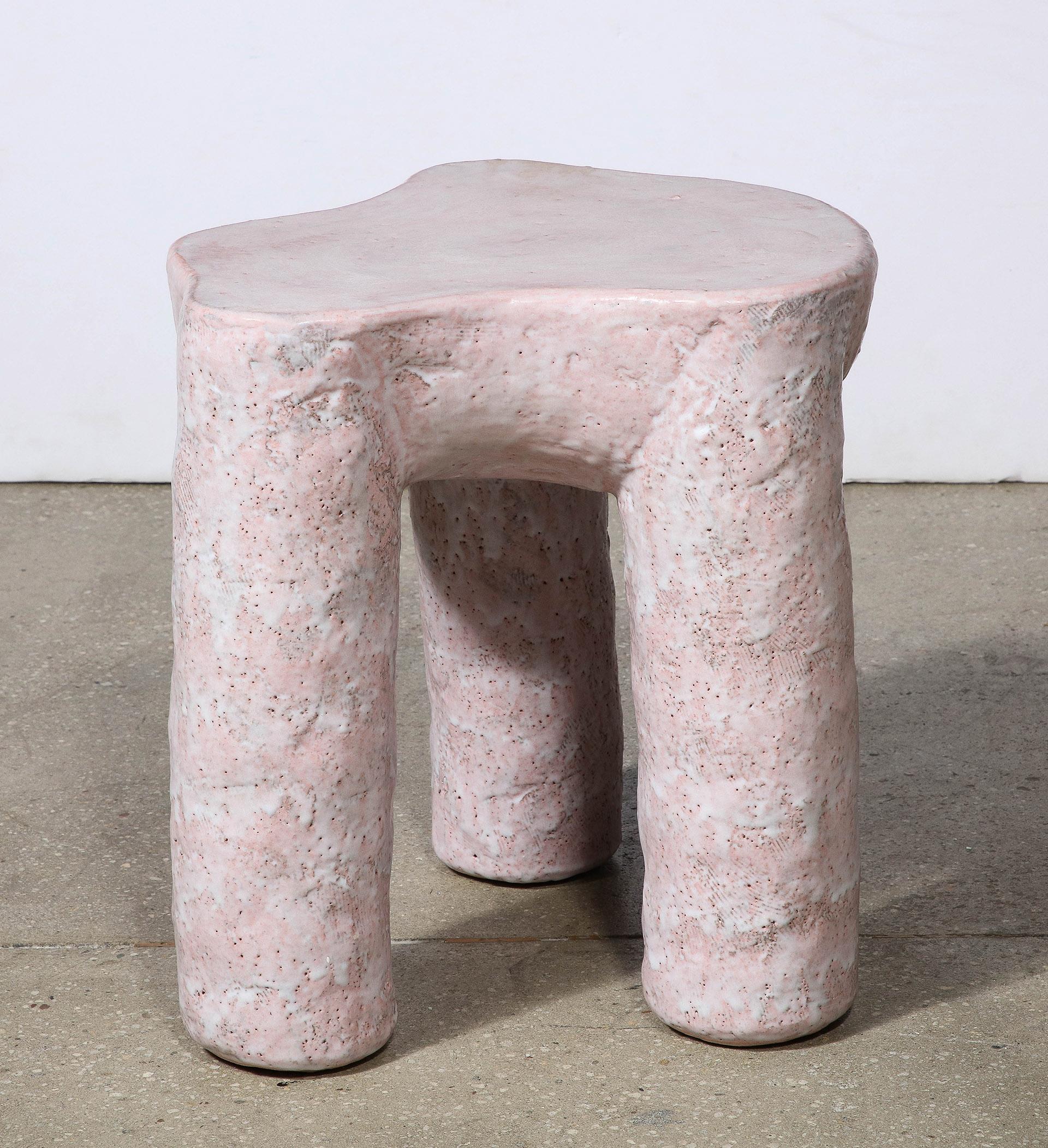 Glazed Side Table in Rose by River Valadez For Sale