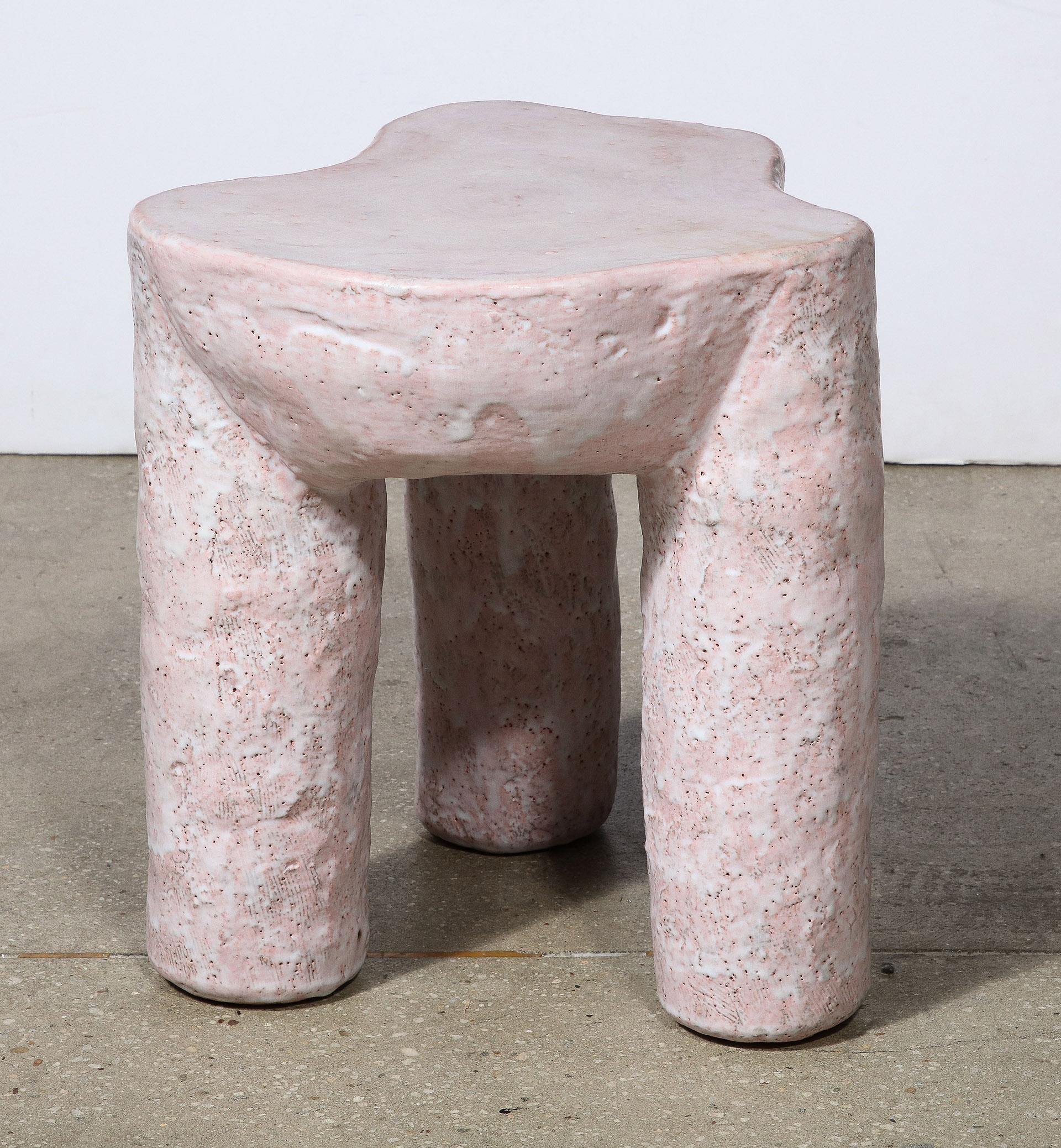 Ceramic Side Table in Rose by River Valadez For Sale