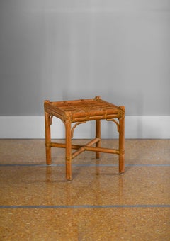 Mesa auxiliar de junco y mimbre, años 80