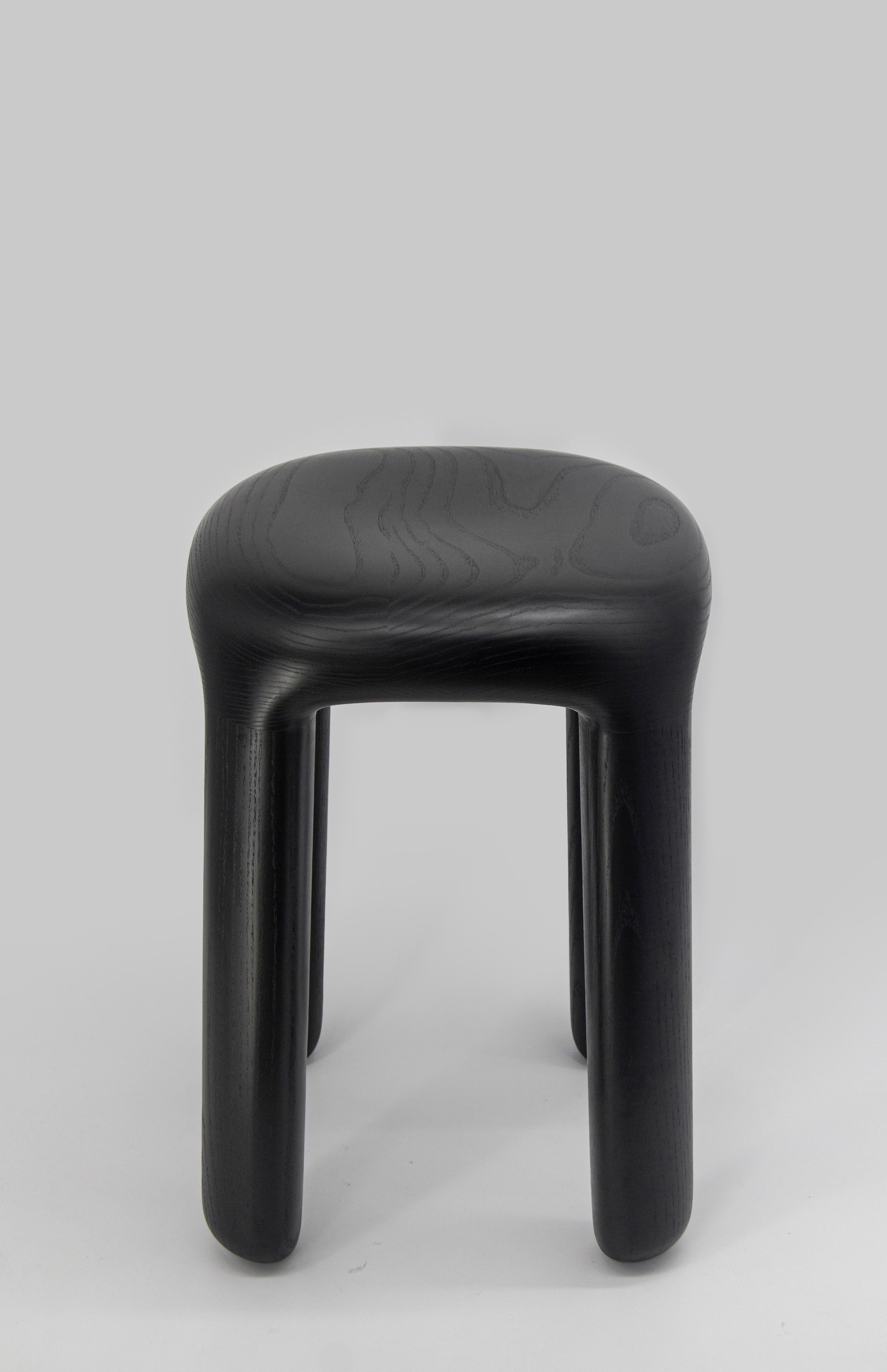 Chinese contemporary, asian modern Side Table / stool in stained wood, Bold side table For Sale