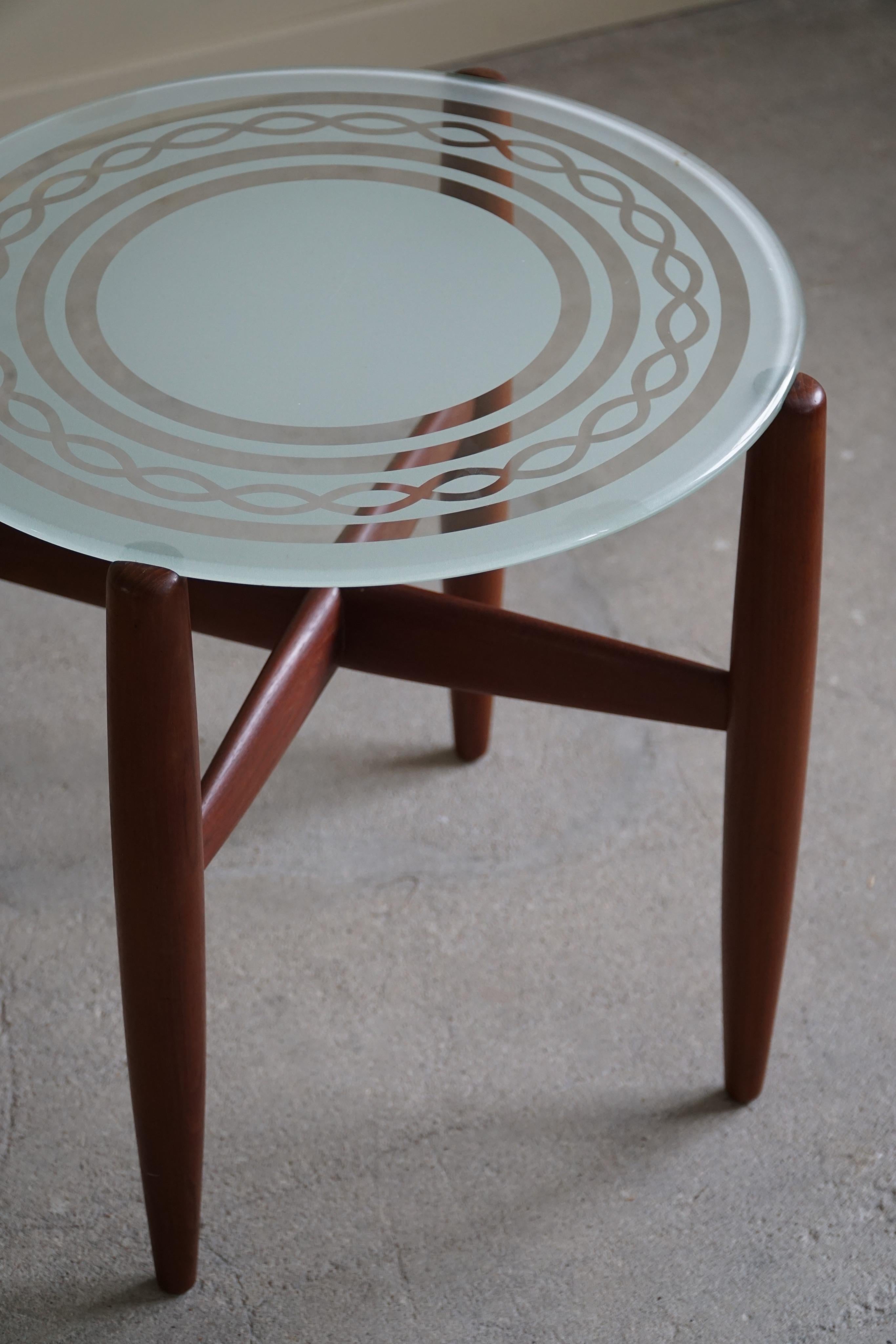 20th Century Side Table in Teak & Glass, Danish Mid Century Modern, Made in the 1960s For Sale