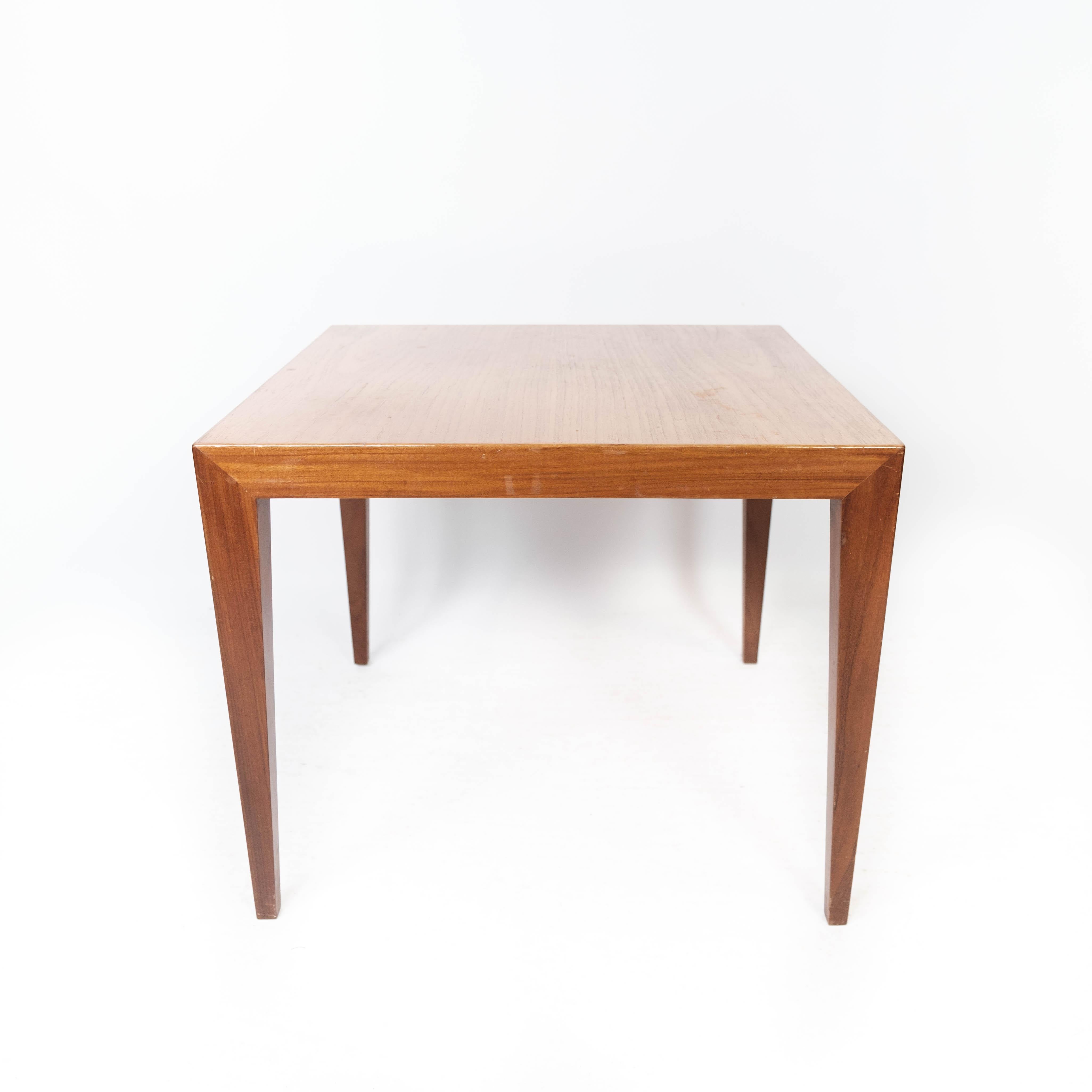 Side table in teak of Danish design manufactured by Haslev Furniture in the 1960s. The table is in great vintage condition.