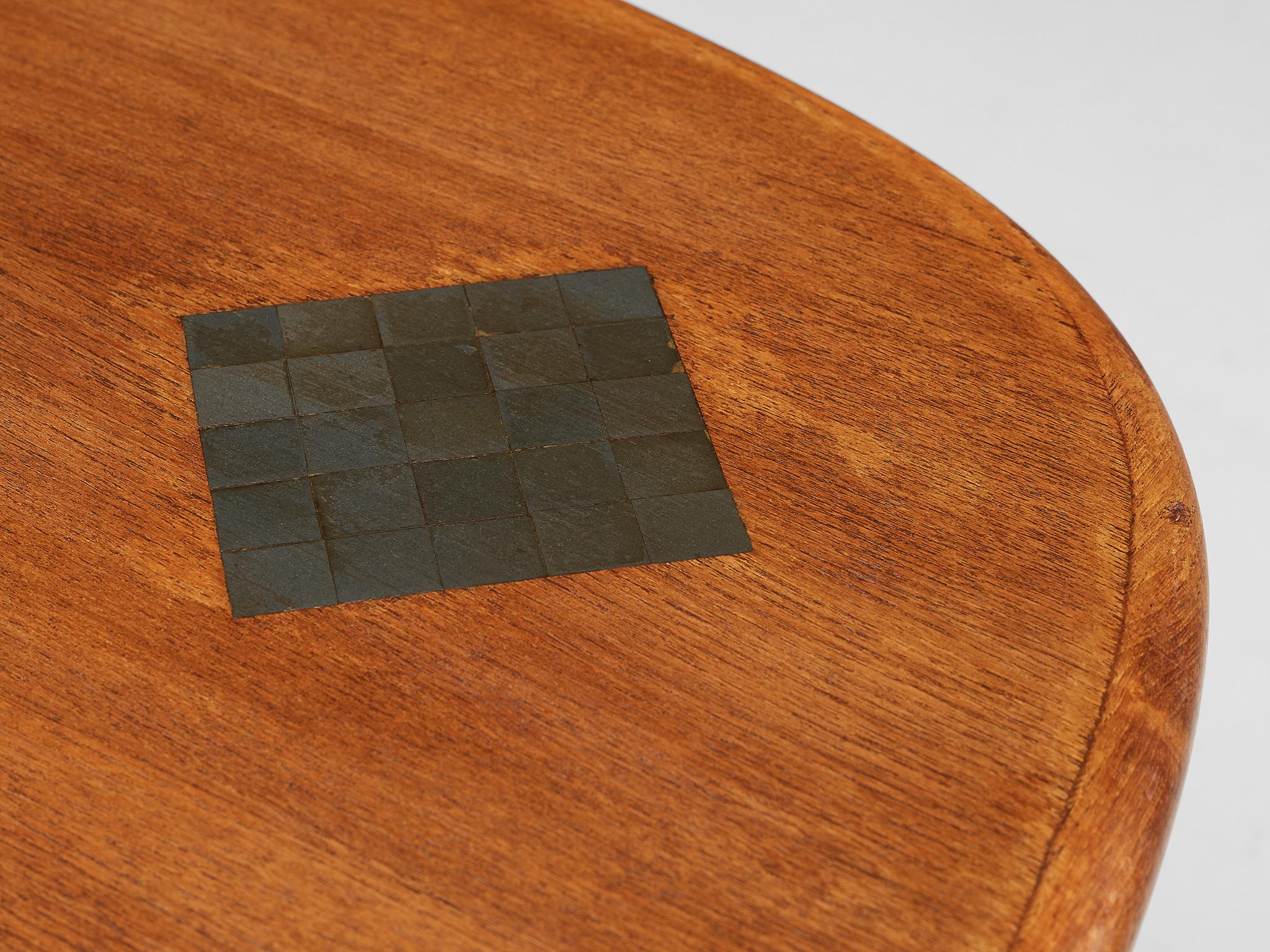 Mid-20th Century Side Table in Teak with Mosaic Inlay