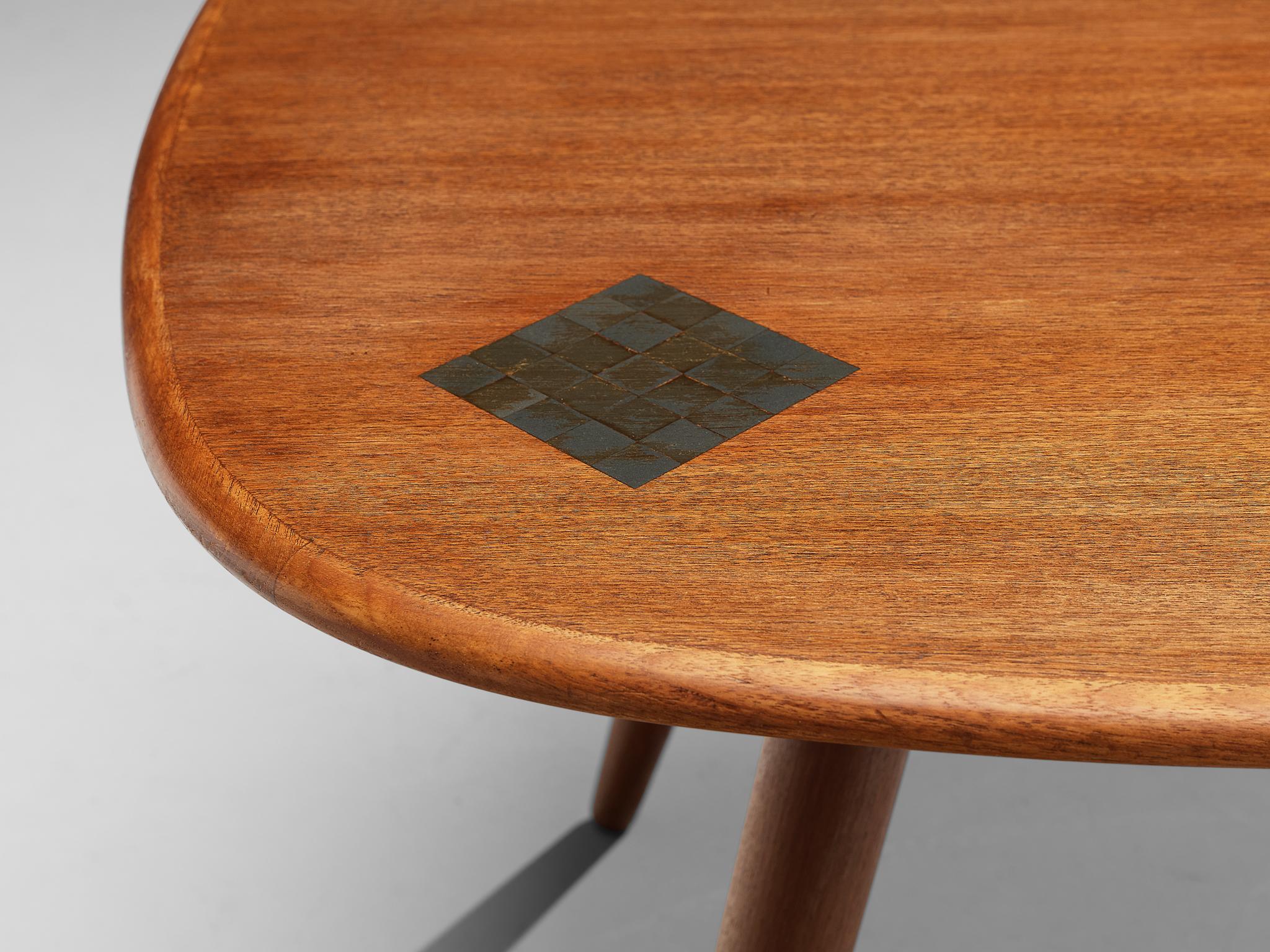 Side Table in Teak with Mosaic Inlay  For Sale 1