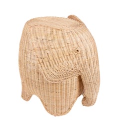 Side Table in the Shape of Wicker Elephant