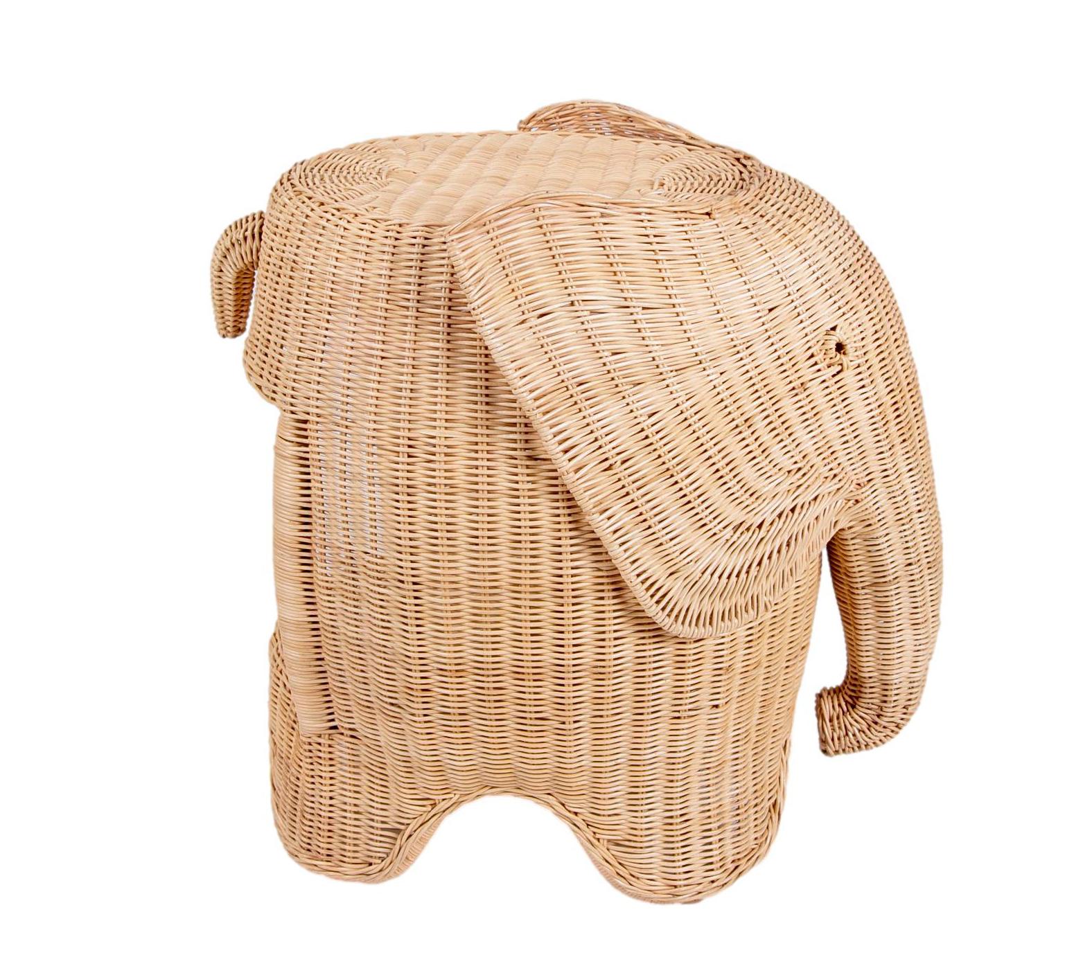 wicker elephant laundry basket
