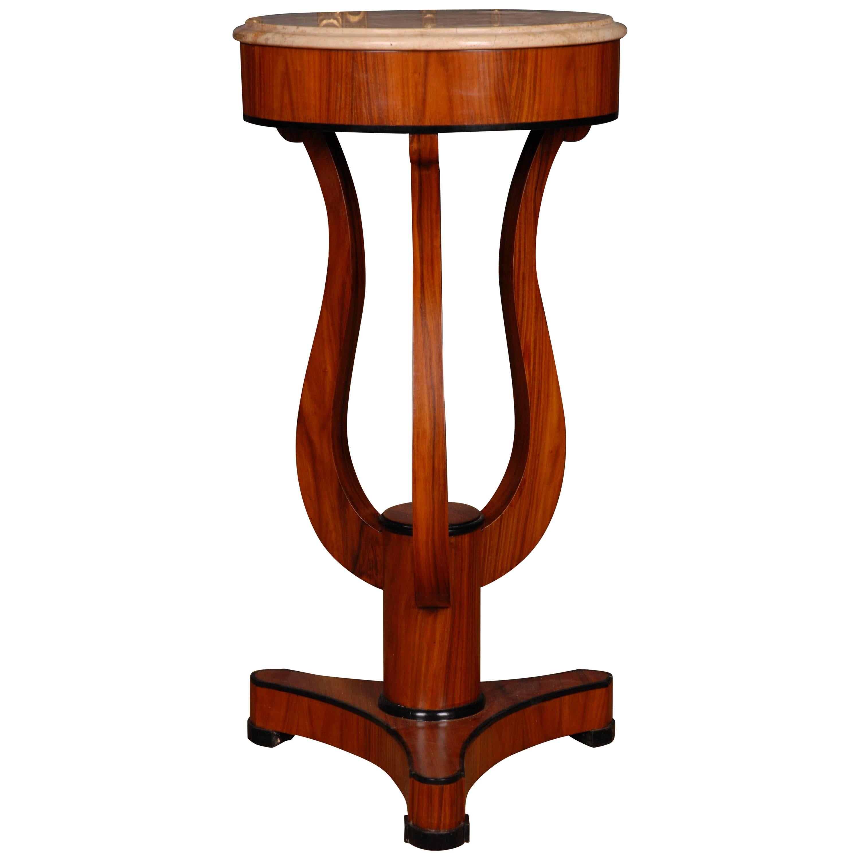 Side Table in antique Viennese Biedermeier Style marble top mahogany veneer For Sale