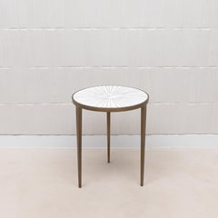 Side Table in White Shagreen and Nacre with Bronze Patina Brass by R&Y Augousti