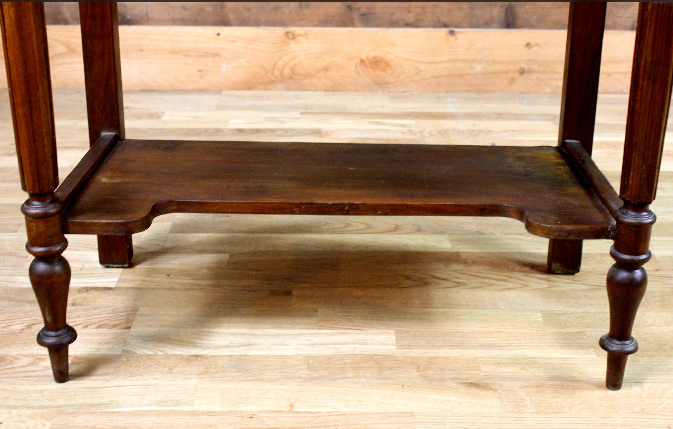 Table d'appoint en bois et marbre du XIXe sicle Bon état - En vente à Beuzevillette, FR