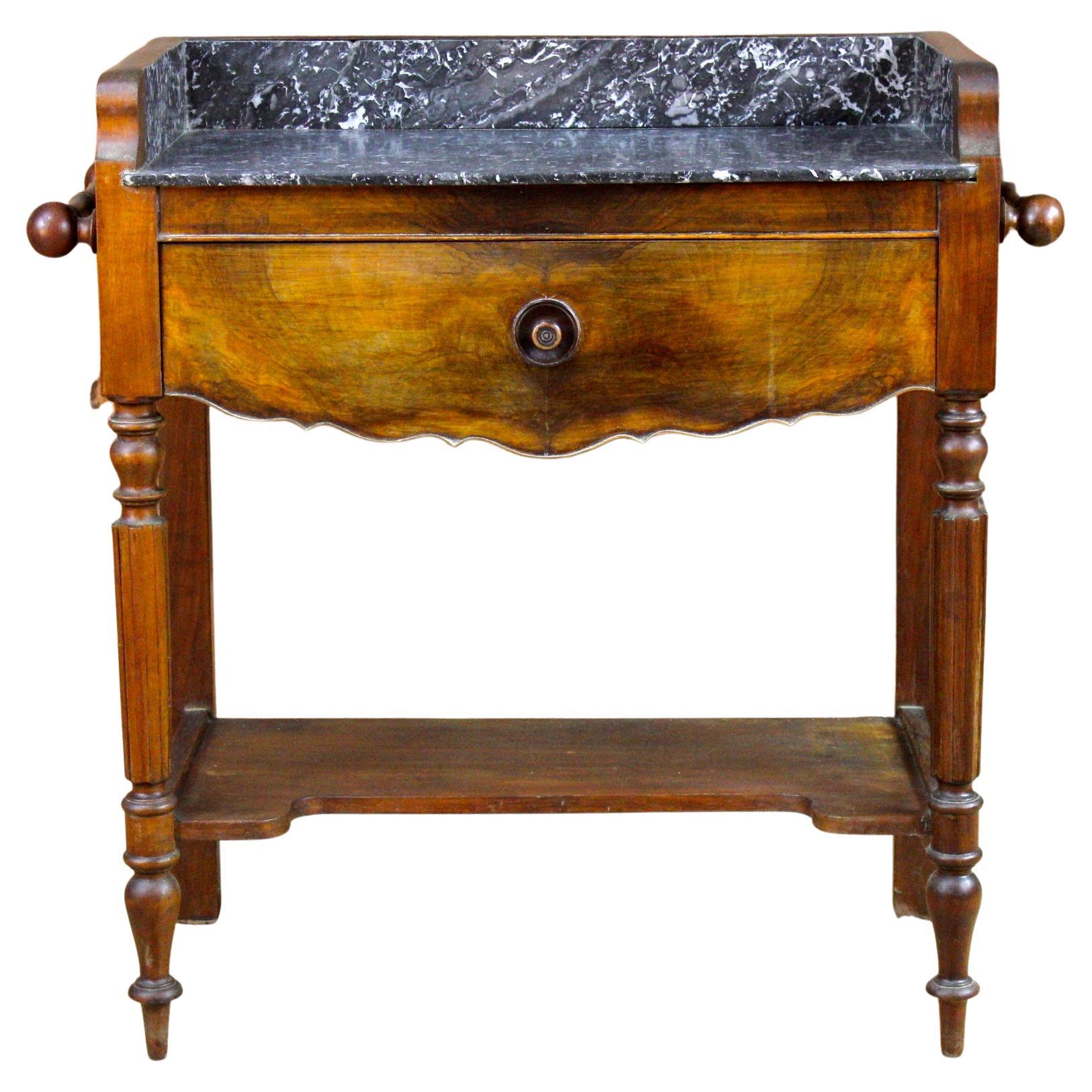 Table d'appoint en bois et marbre du XIXe sicle en vente