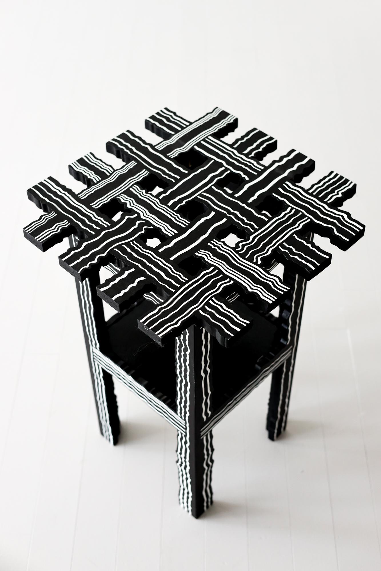 Modern Side table in wood handcrafted abstract sculptural design For Sale
