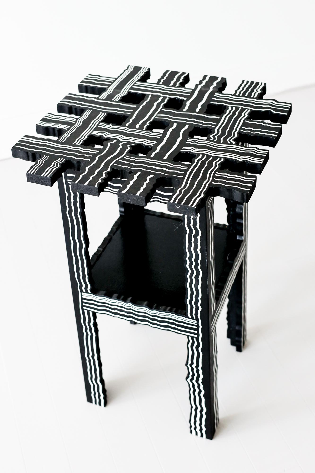 Carved Side table in wood handcrafted abstract sculptural design For Sale
