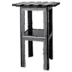 Side table in wood handcrafted abstract sculptural design