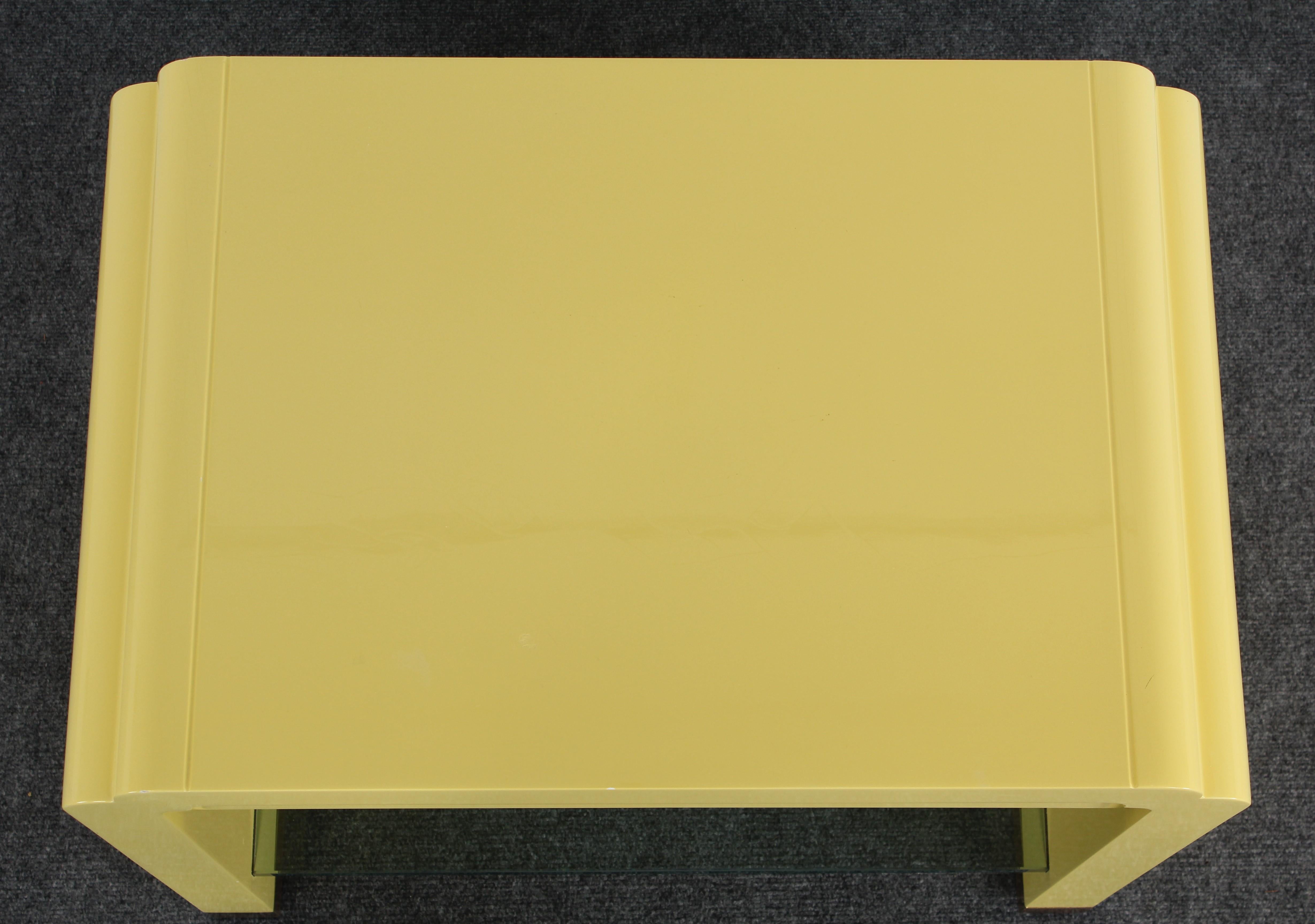 Side Table in Yellow Lacquer by Ron Seff, 1970s 2