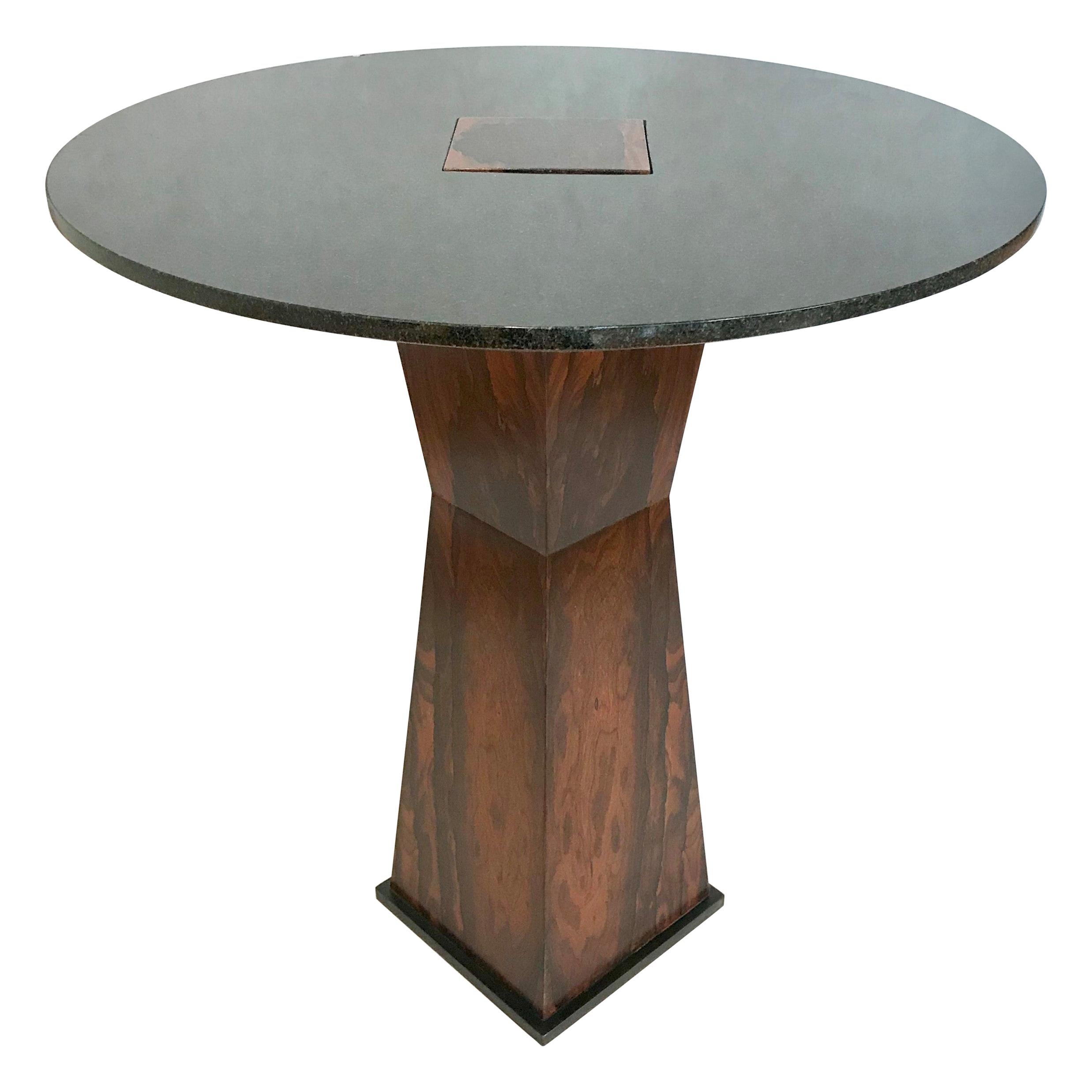 Side Table in Zircote Wood, Absolute Black Granite and Blackened Steel