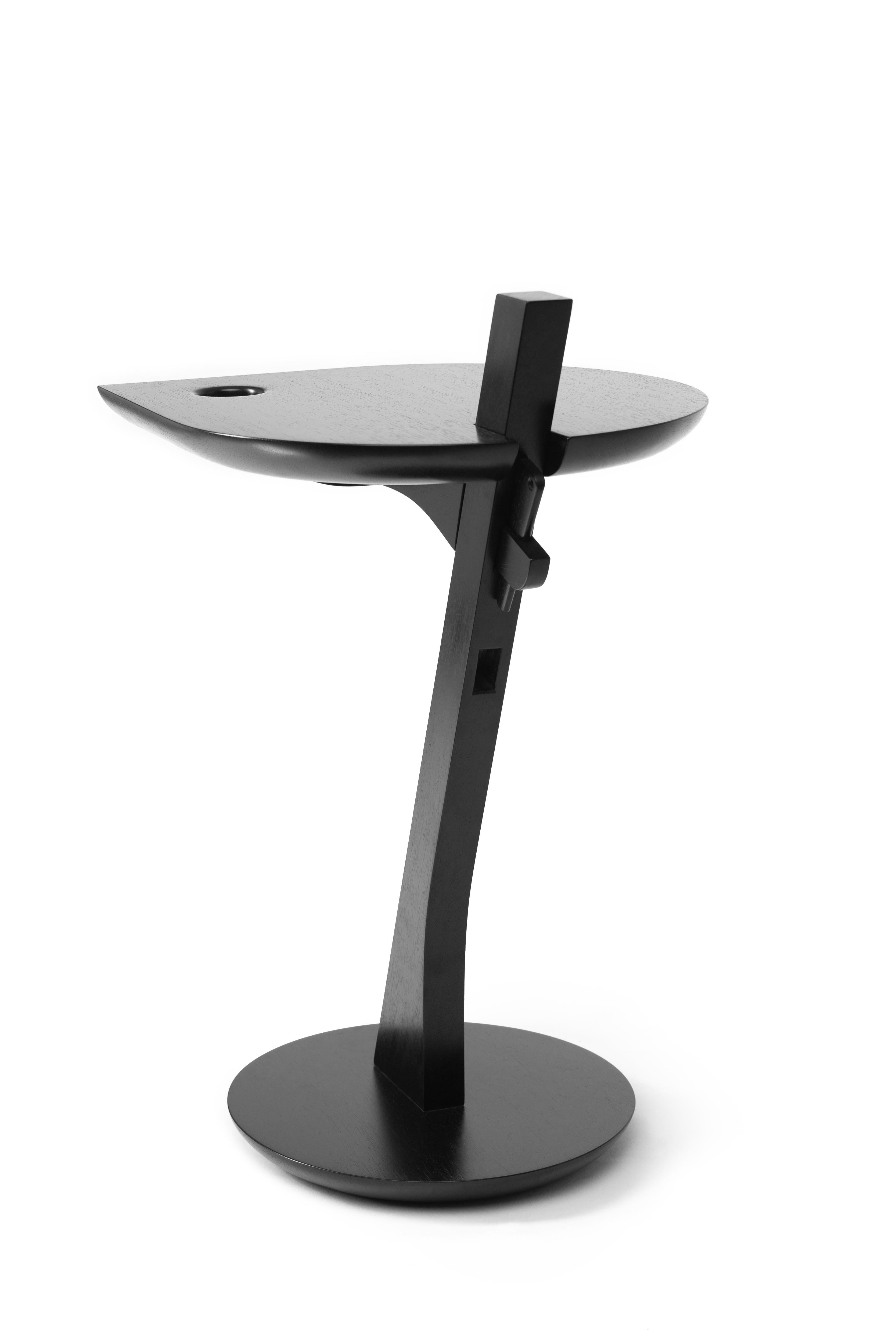 Organic Modern Side Table Iracema in Ebony Finish Wood For Sale