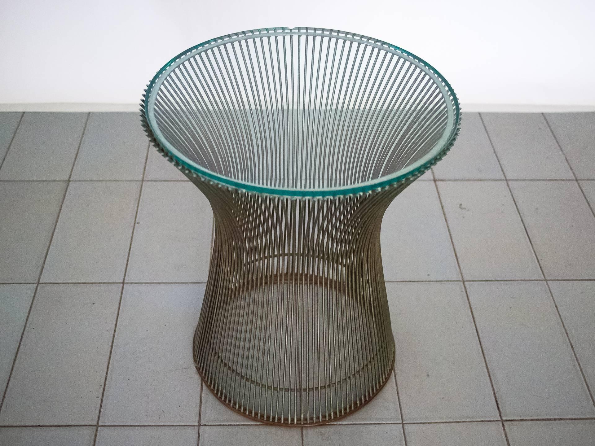 Mid-Century Modern Side Table Iron and Glass by Warren Platner for Knoll Inc., Brazilian Production
