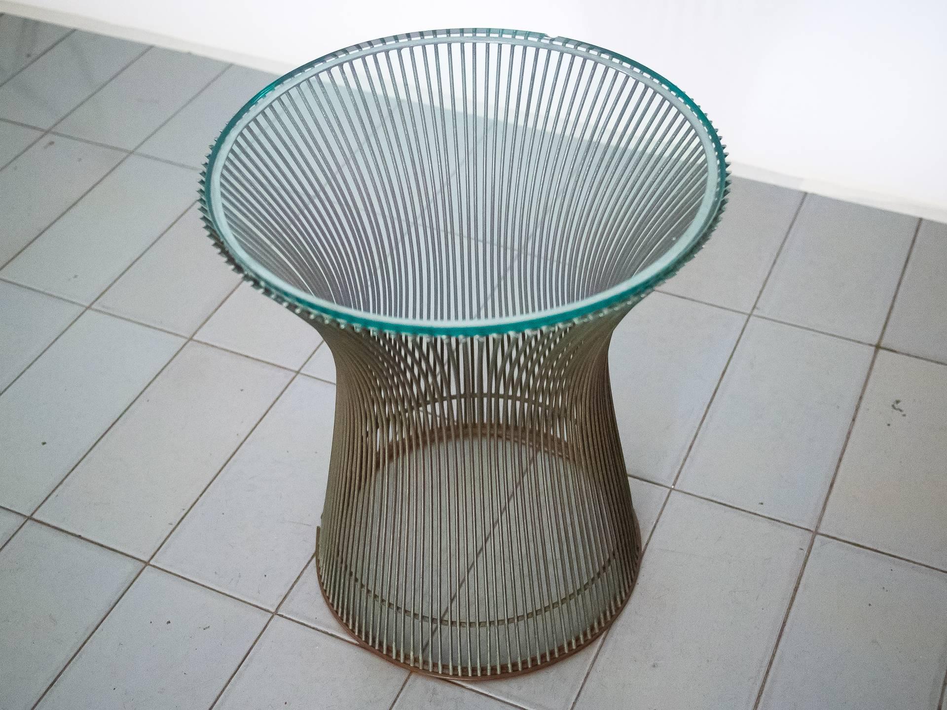 20th Century Side Table Iron and Glass by Warren Platner for Knoll Inc., Brazilian Production
