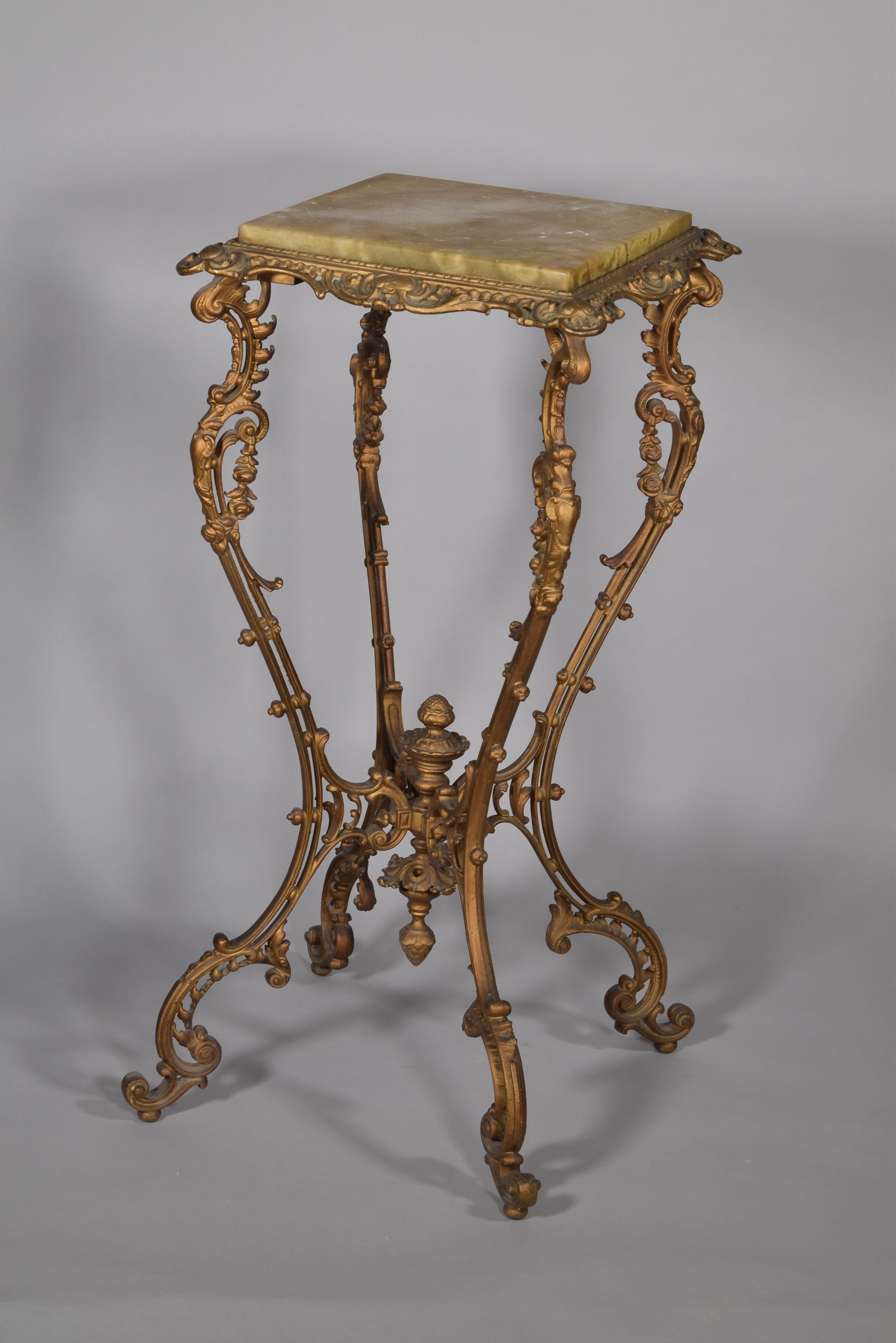 Neoclassical Side Table, Iron, Onyx Top, 19th Century