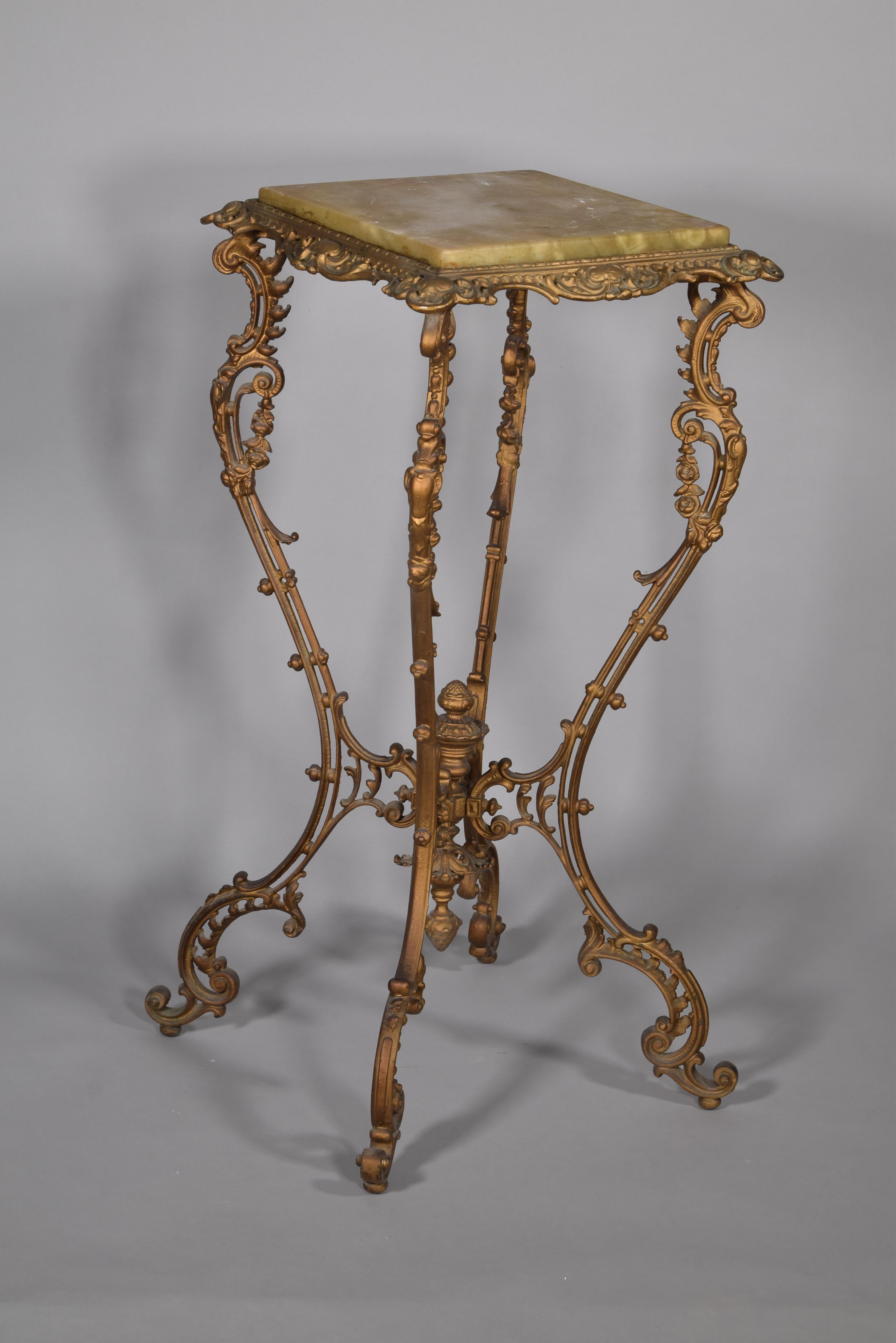 European Side Table, Iron, Onyx Top, 19th Century