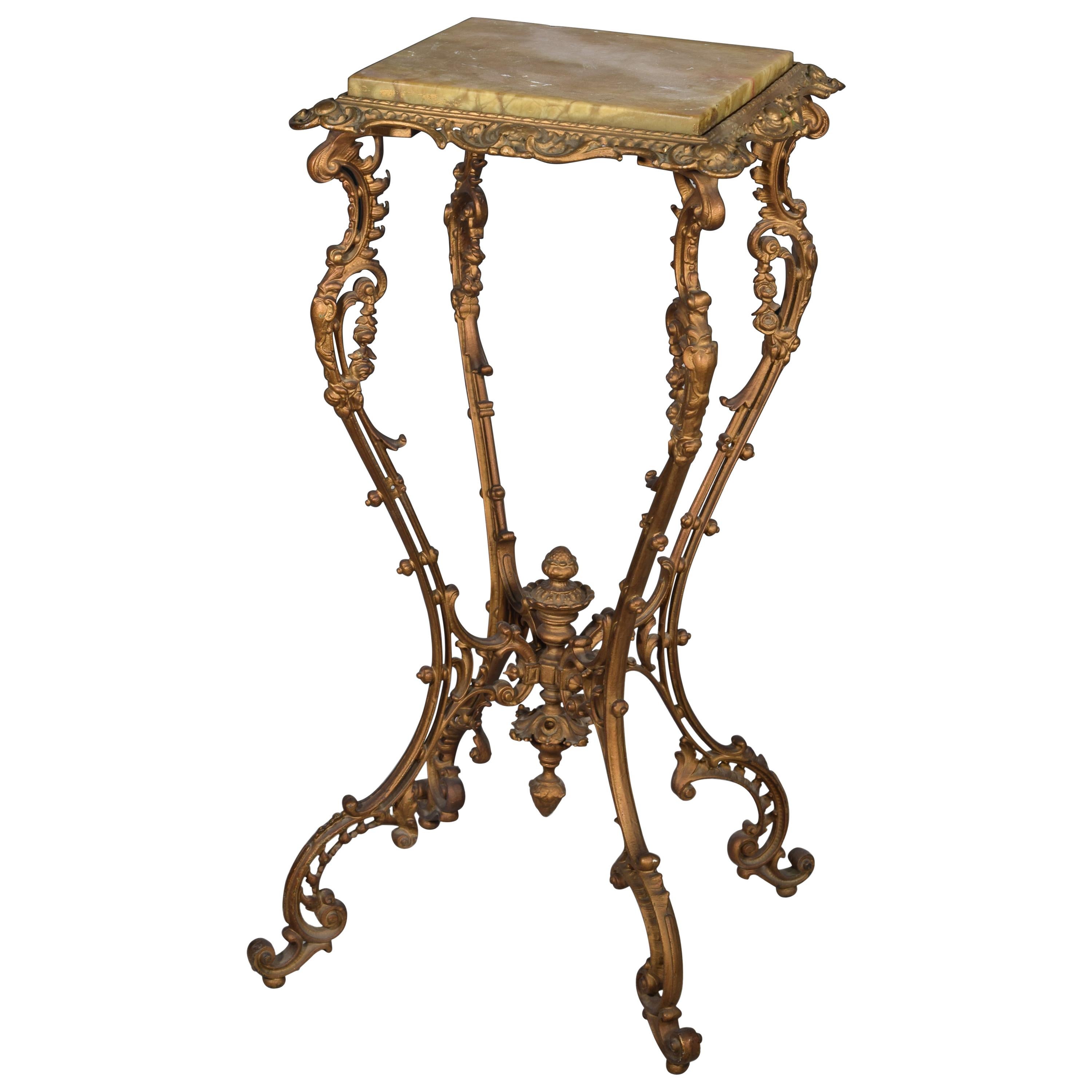 Side Table, Iron, Onyx Top, 19th Century