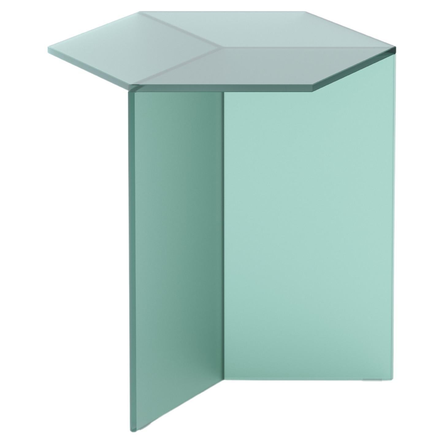Isom Tall 45 cm Side Table Satin Glass Green, Sebastian Scherer Neo/Craft For Sale