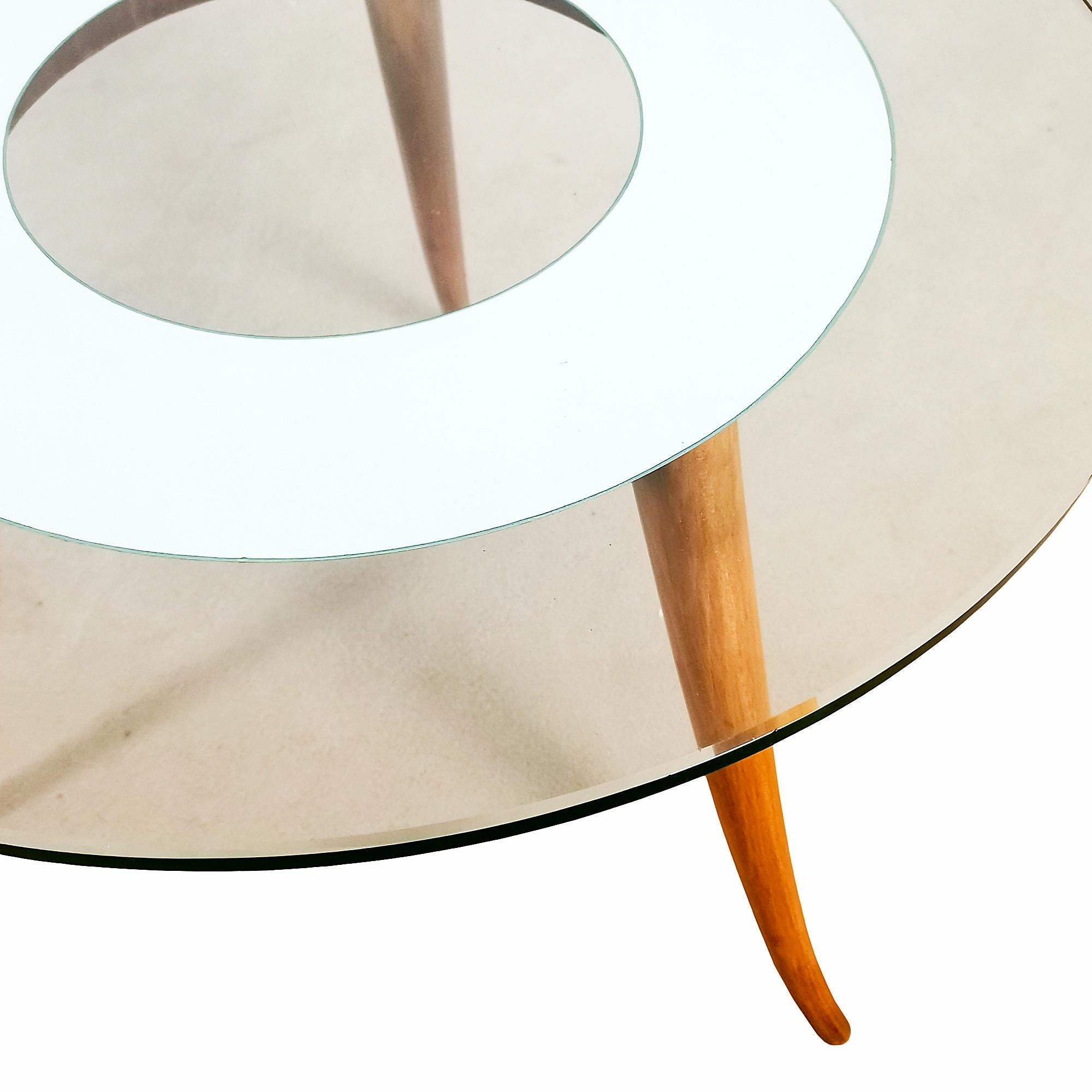 Art Deco Side Table in Maple and Mirrored Glass Top - Italy, 1930 In Good Condition For Sale In Girona, ES