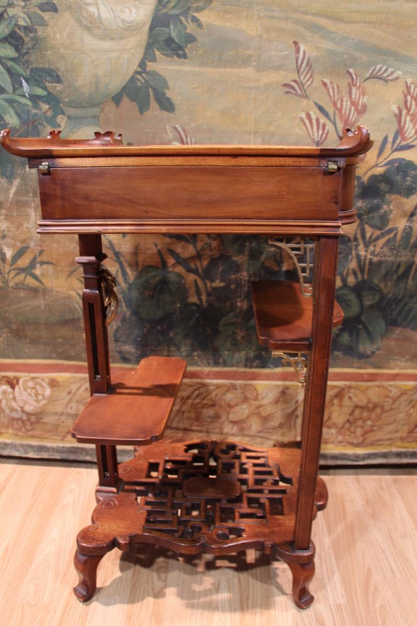 Wood Side Table, Japanese-style Worker In The Style Of Viardot For Sale