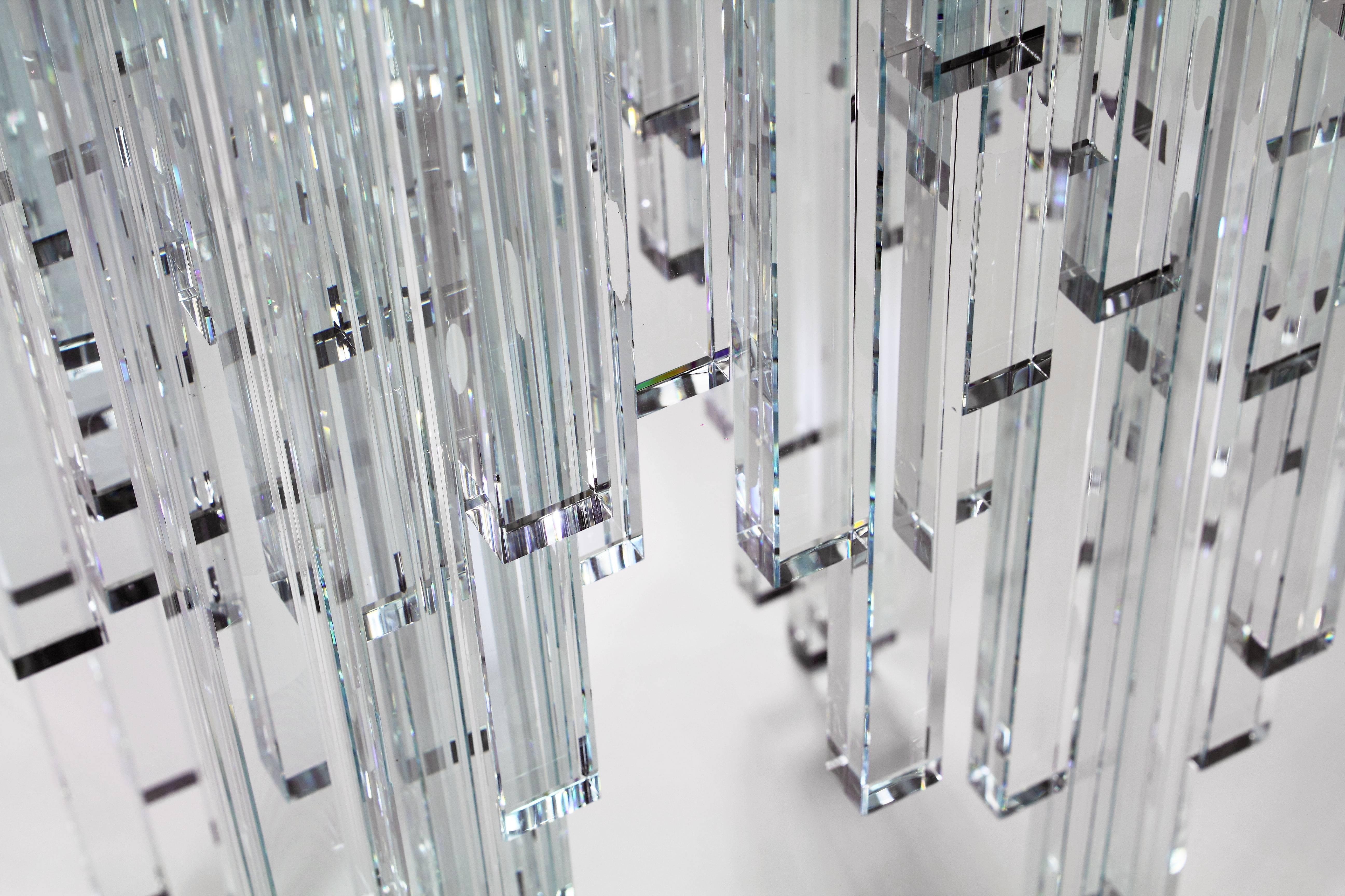 italien Table d'appoint carrée design de collection en cristal et verre, faite à la main, Italie en vente