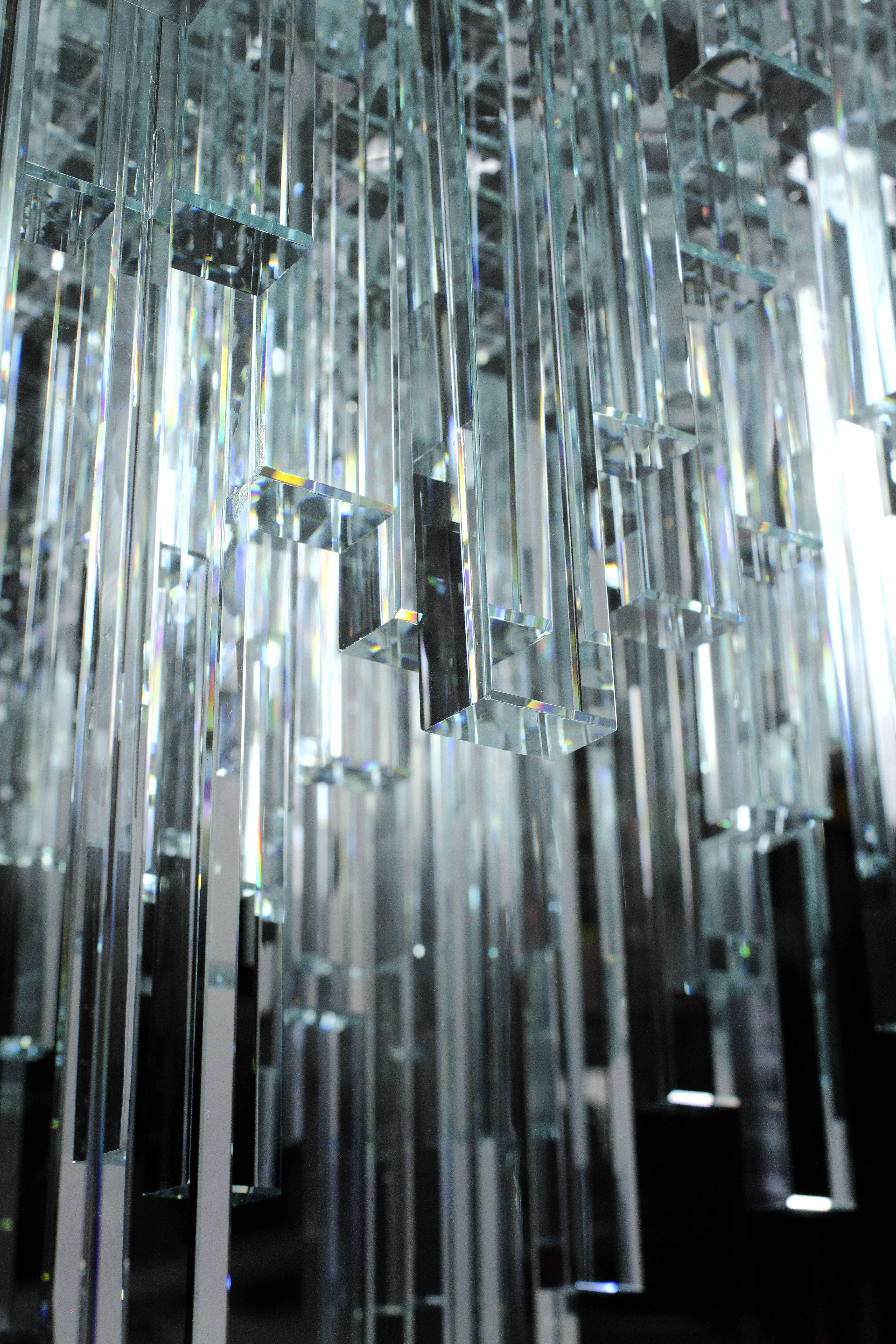 XXIe siècle et contemporain Table d'appoint carrée design de collection en cristal et verre, faite à la main, Italie en vente