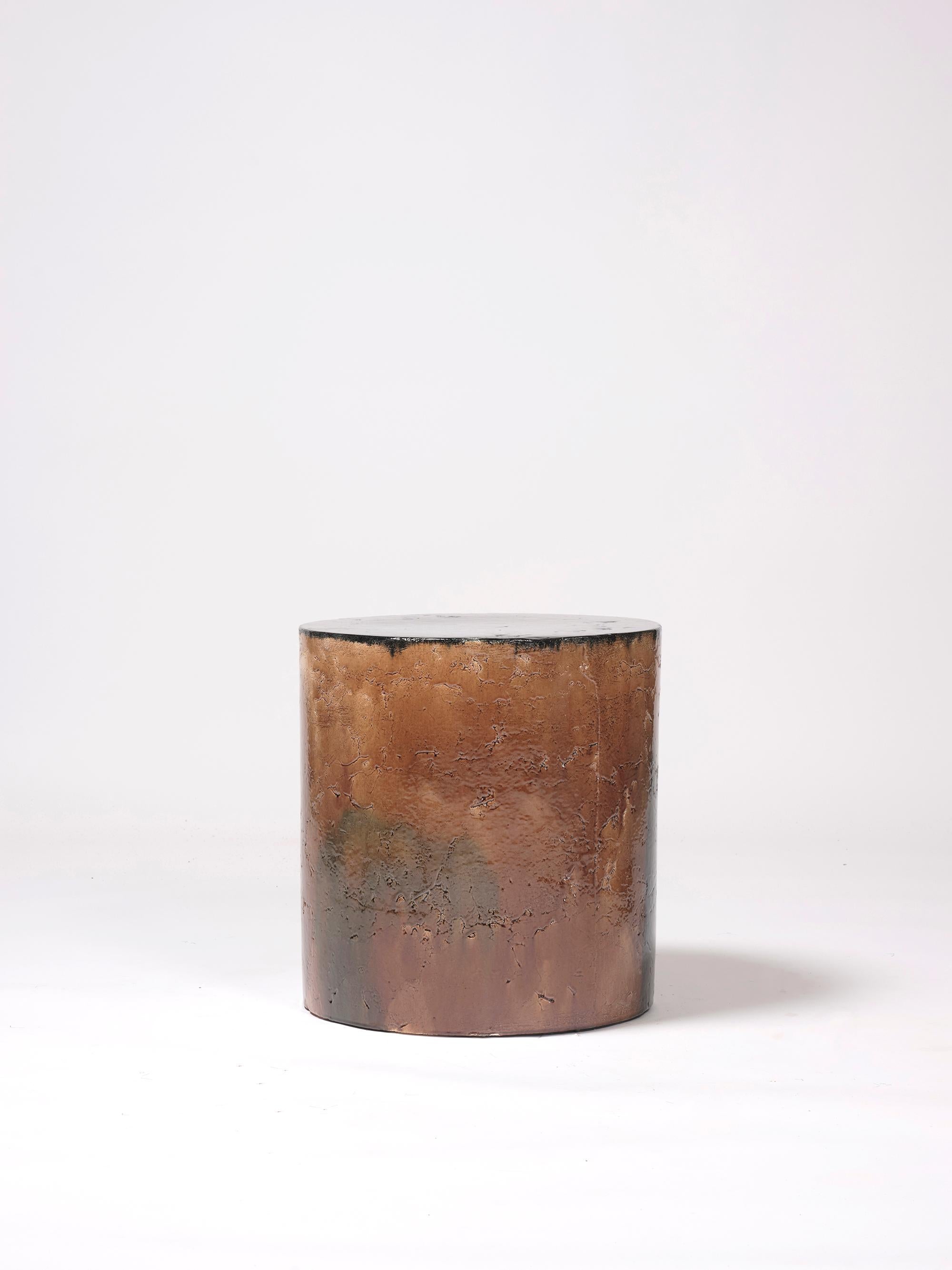 Tabouret de table d'appoint colonne en céramique contemporain émaillée noir, vert et marron Neuf à Rubi, Catalunya