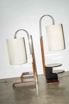 Side Table Lamp With Oversized Shade, Round Base