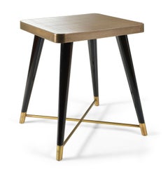 Side Table Legs Lacquered Woods Metal Feet Caps Custom Top Ebony Vetrite Mirror