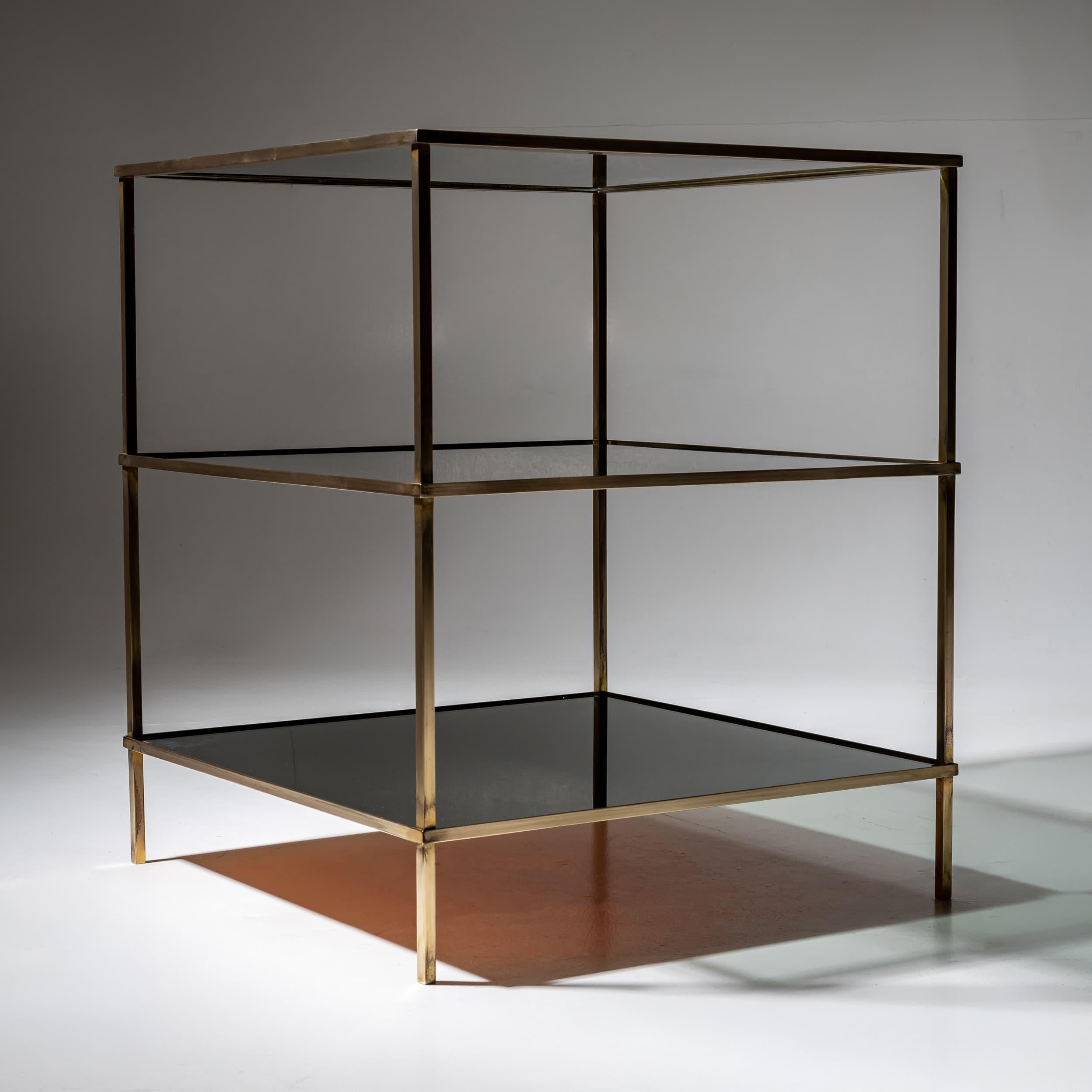 Modern Side Table Made of Glass and Brass, Mid-20th Century For Sale
