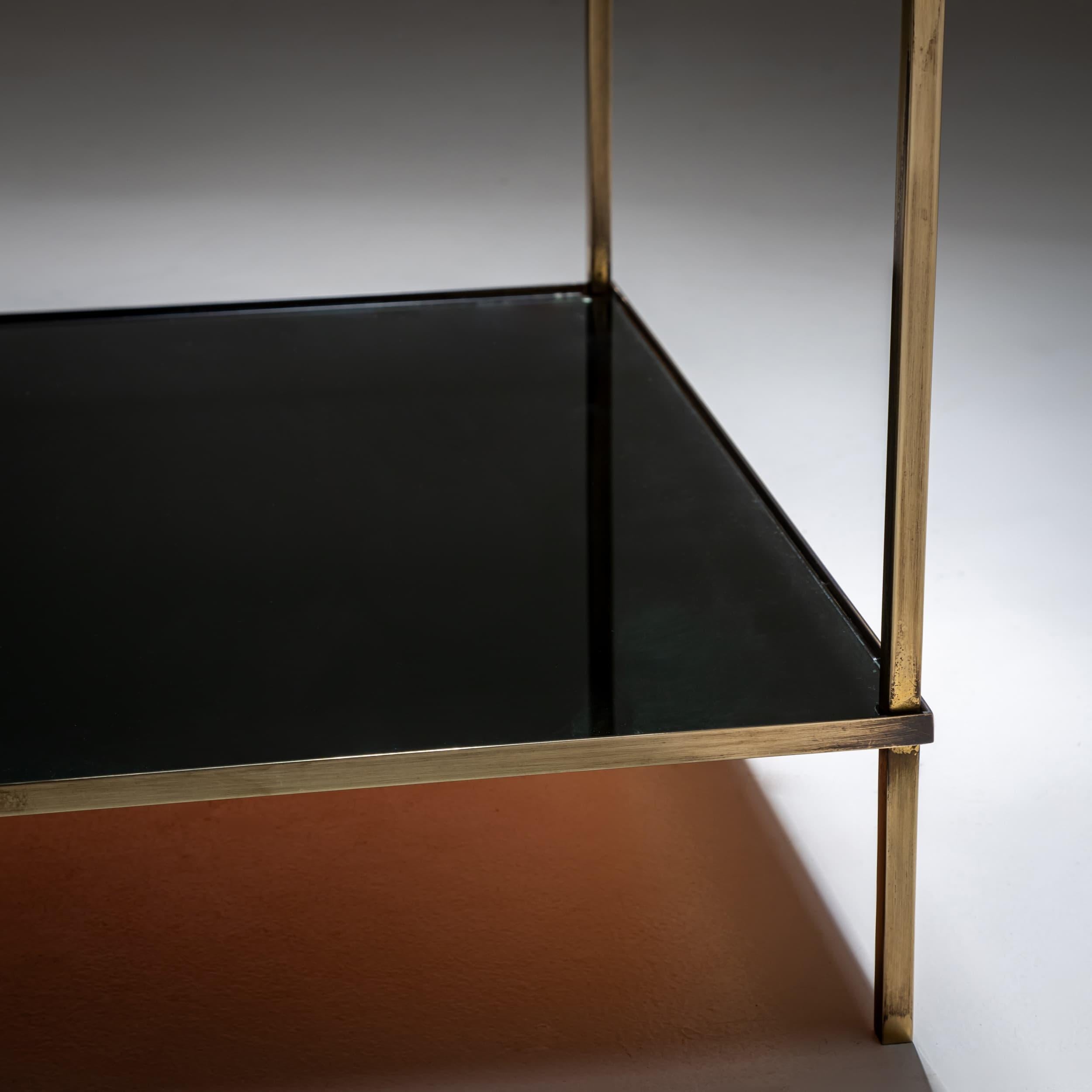 Side Table Made of Glass and Brass, Mid-20th Century For Sale 2