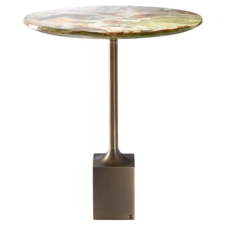 Side Table 'Madison Avenue' by Man of Parts, Onyx (Green) & Brass For Sale
