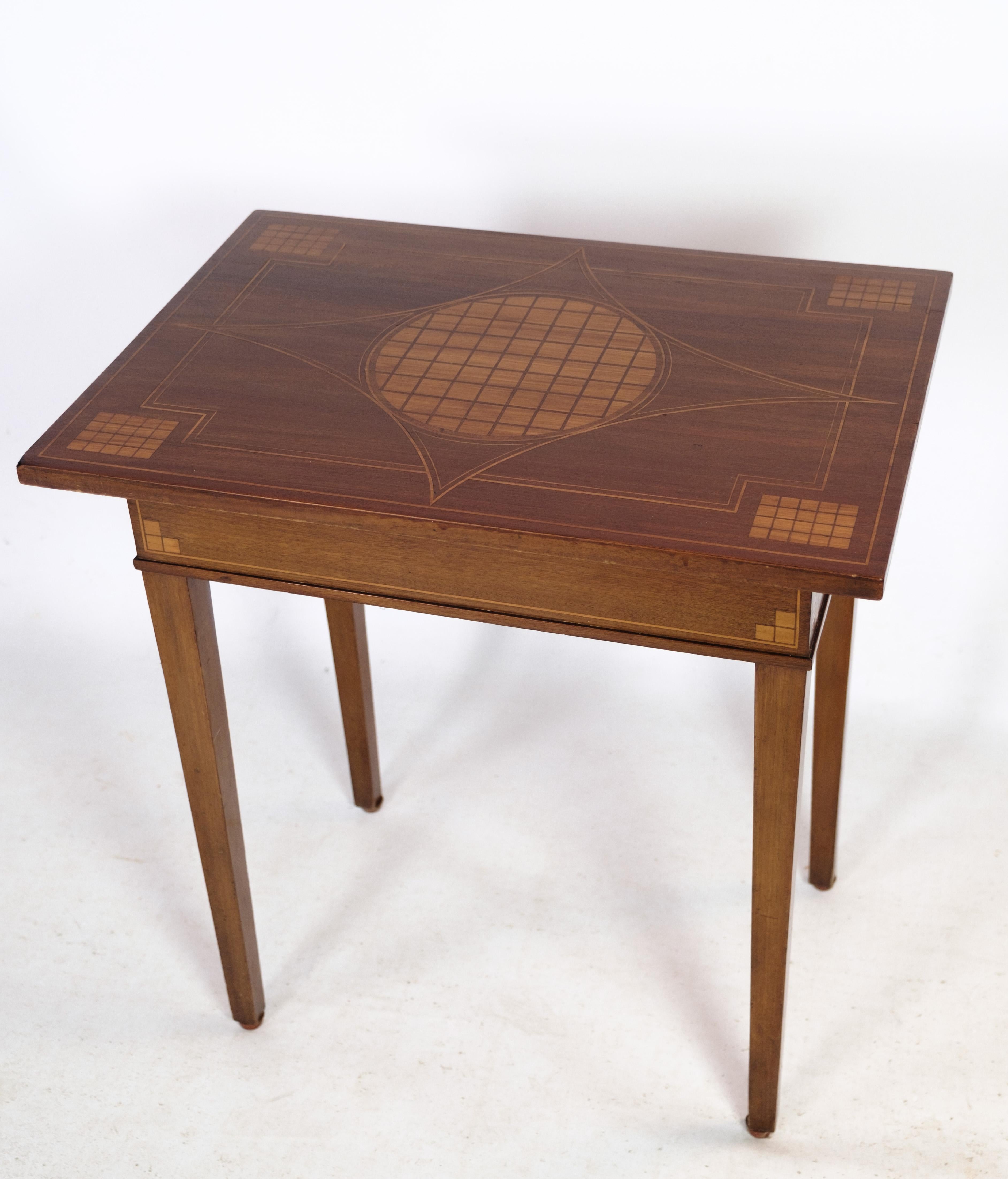 Side Table, Mahogany, Walnut Marquetry, 1920s For Sale 1