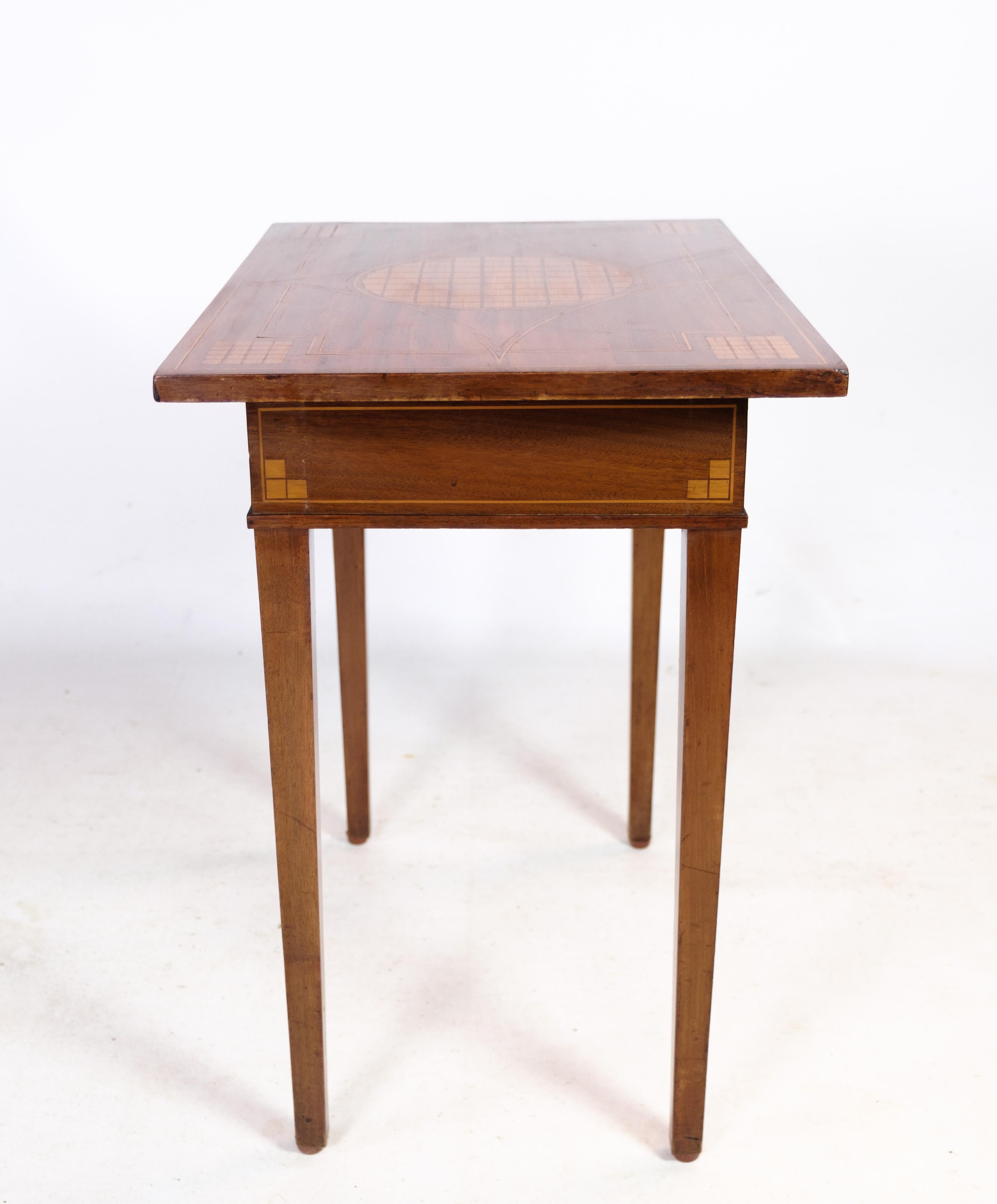 Side Table, Mahogany, Walnut Marquetry, 1920s For Sale 3