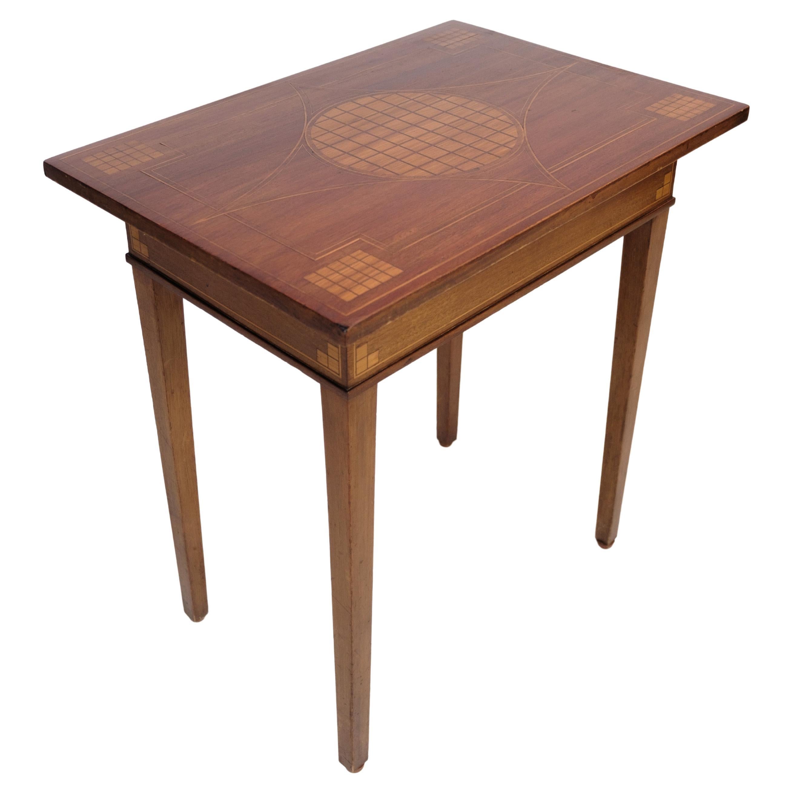 Side Table, Mahogany, Walnut Marquetry, 1920s For Sale