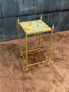 mesa auxiliar, estilo Maison Baguès, parte superior de ónice, parte inferior de cristal