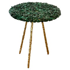 Side table, Malachite, green gold, 18 inches, in stock