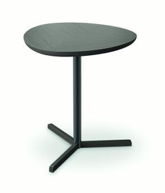 Side Table Metal Pedastal Black Nichel Finish Top Grey Oak Veneered